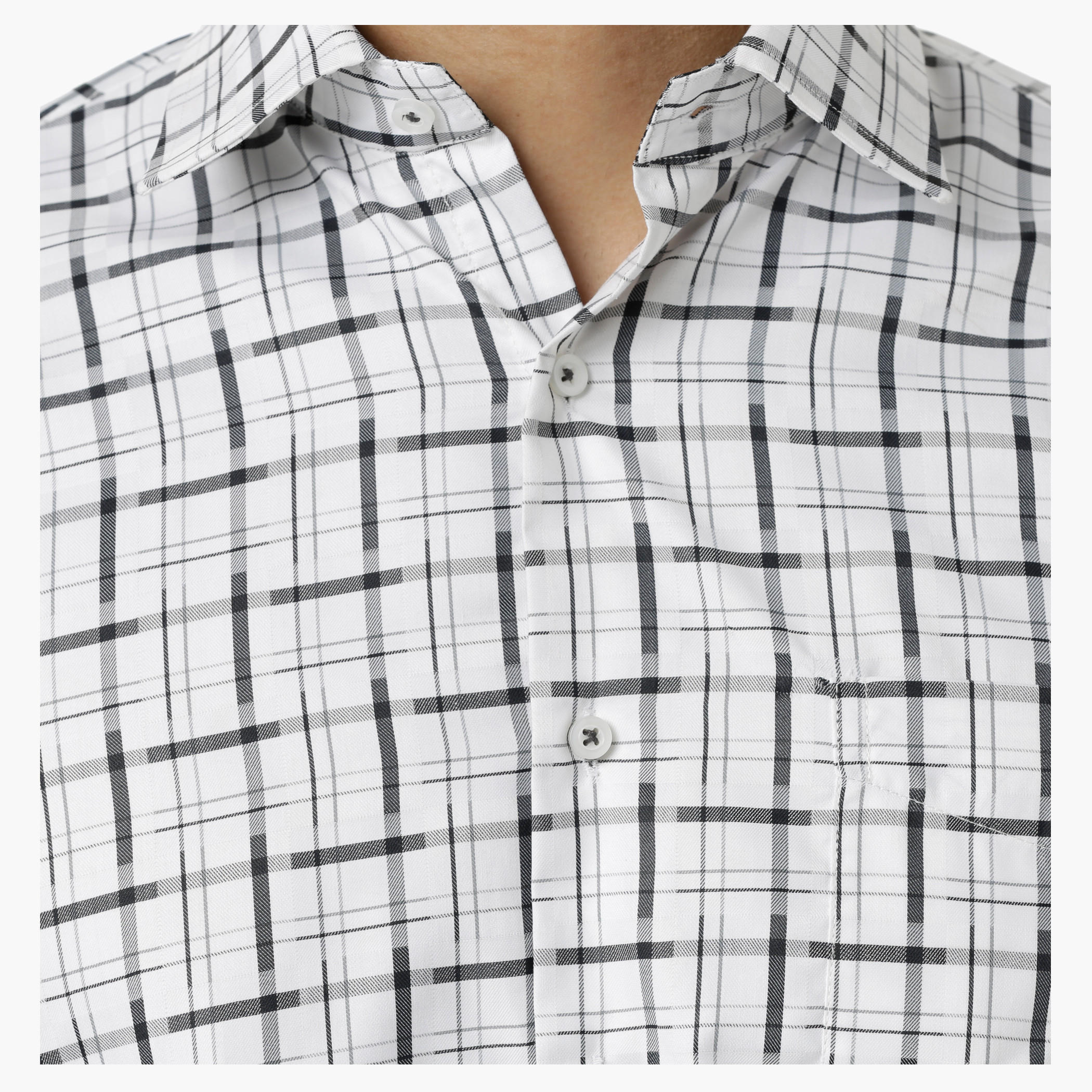 Chequered Casual Shirt with Collar Neck and Short Sleeves in Regular Fit-men-clothing-shirts-image-4