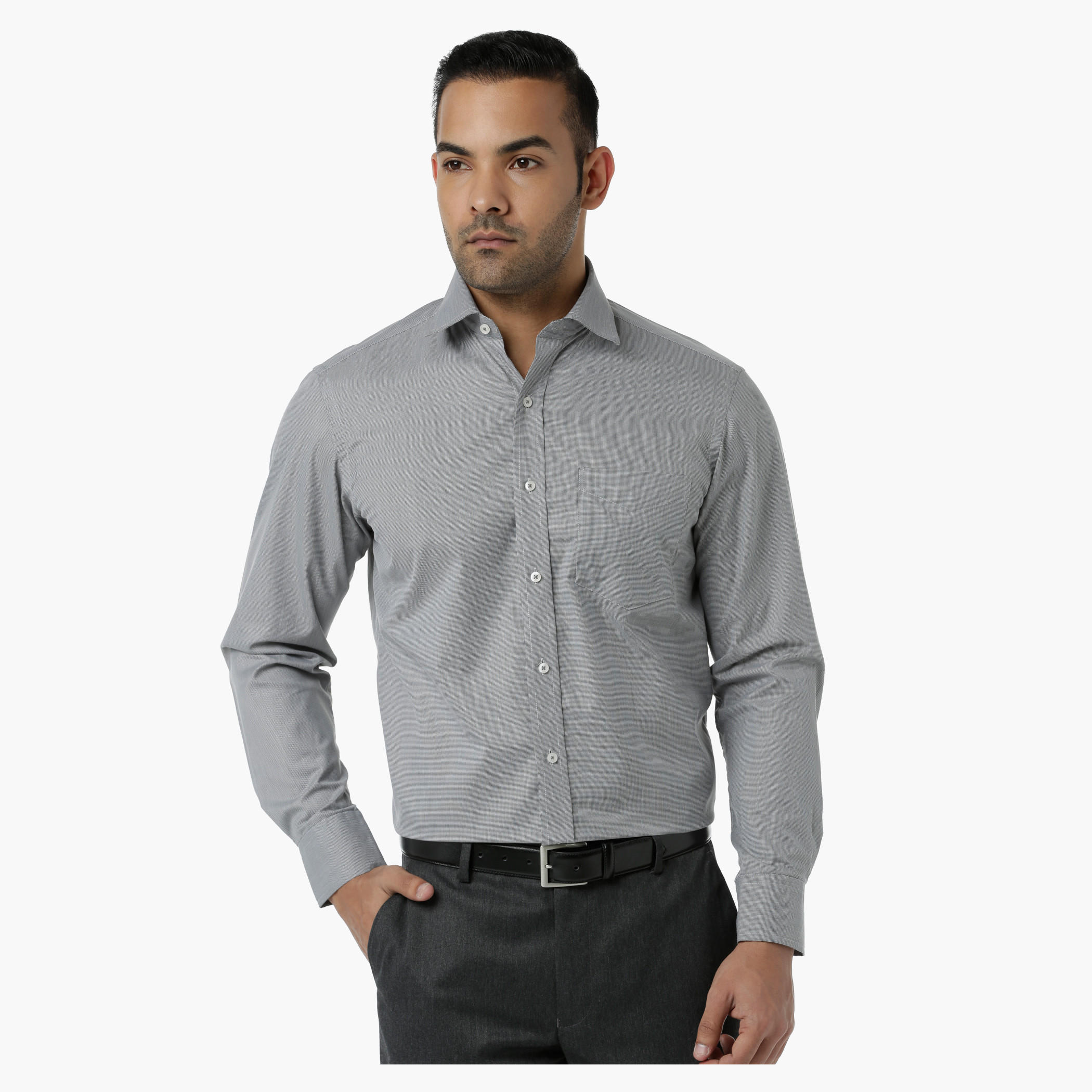 Chequered Formal Shirt with Collar Neck and Long Sleeves in Regular Fit-men-clothing-shirts-image-1