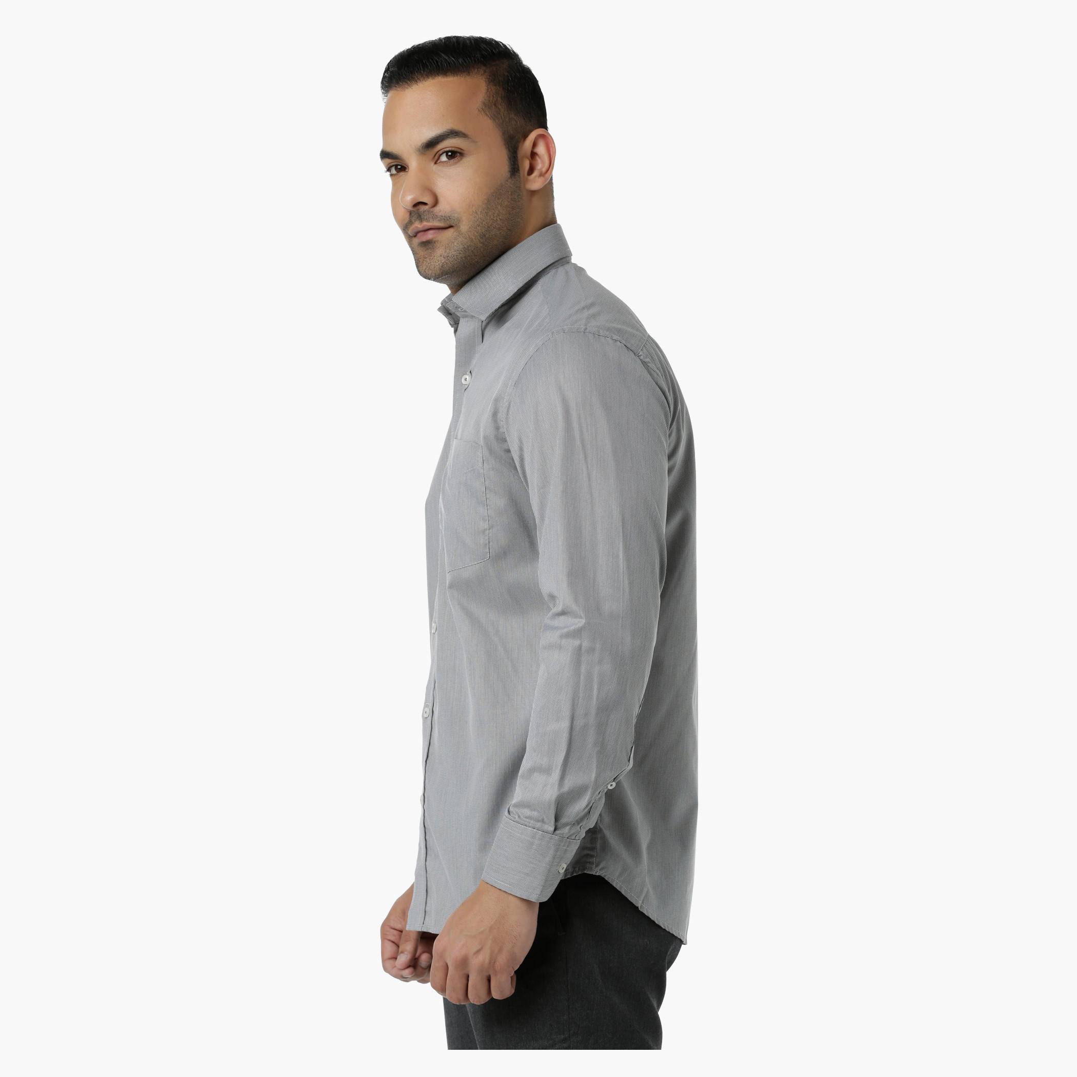 Chequered Formal Shirt with Collar Neck and Long Sleeves in Regular Fit-men-clothing-shirts-image-3