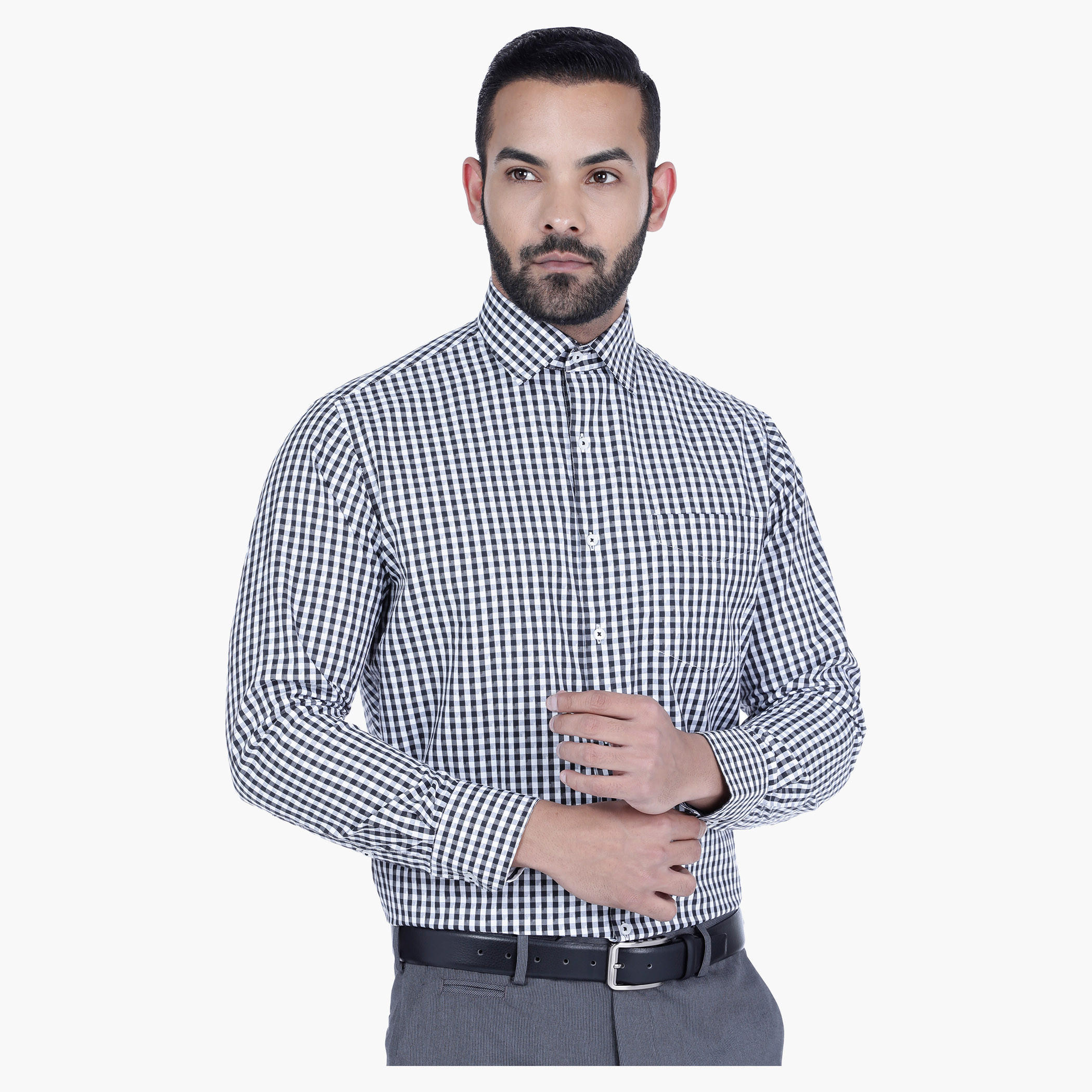 Chequered Shirt with Long Sleeves-men-clothing-shirts-image-1