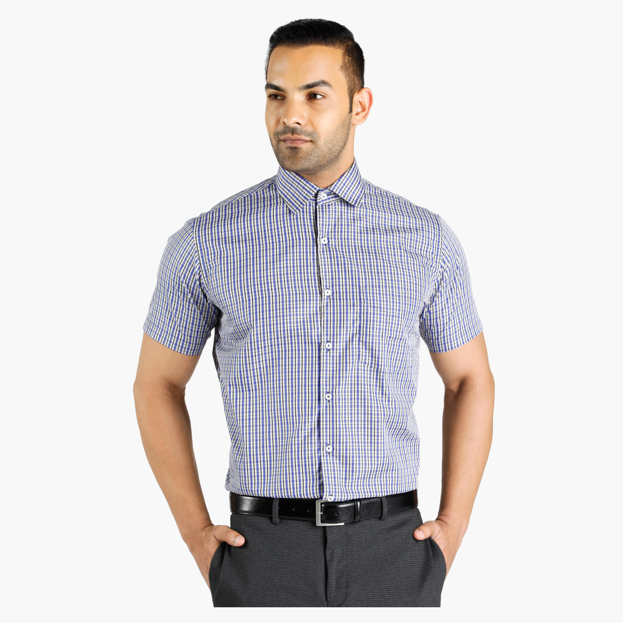 Chequered Shirt with Short Sleeves-men-clothing-shirts-image-1