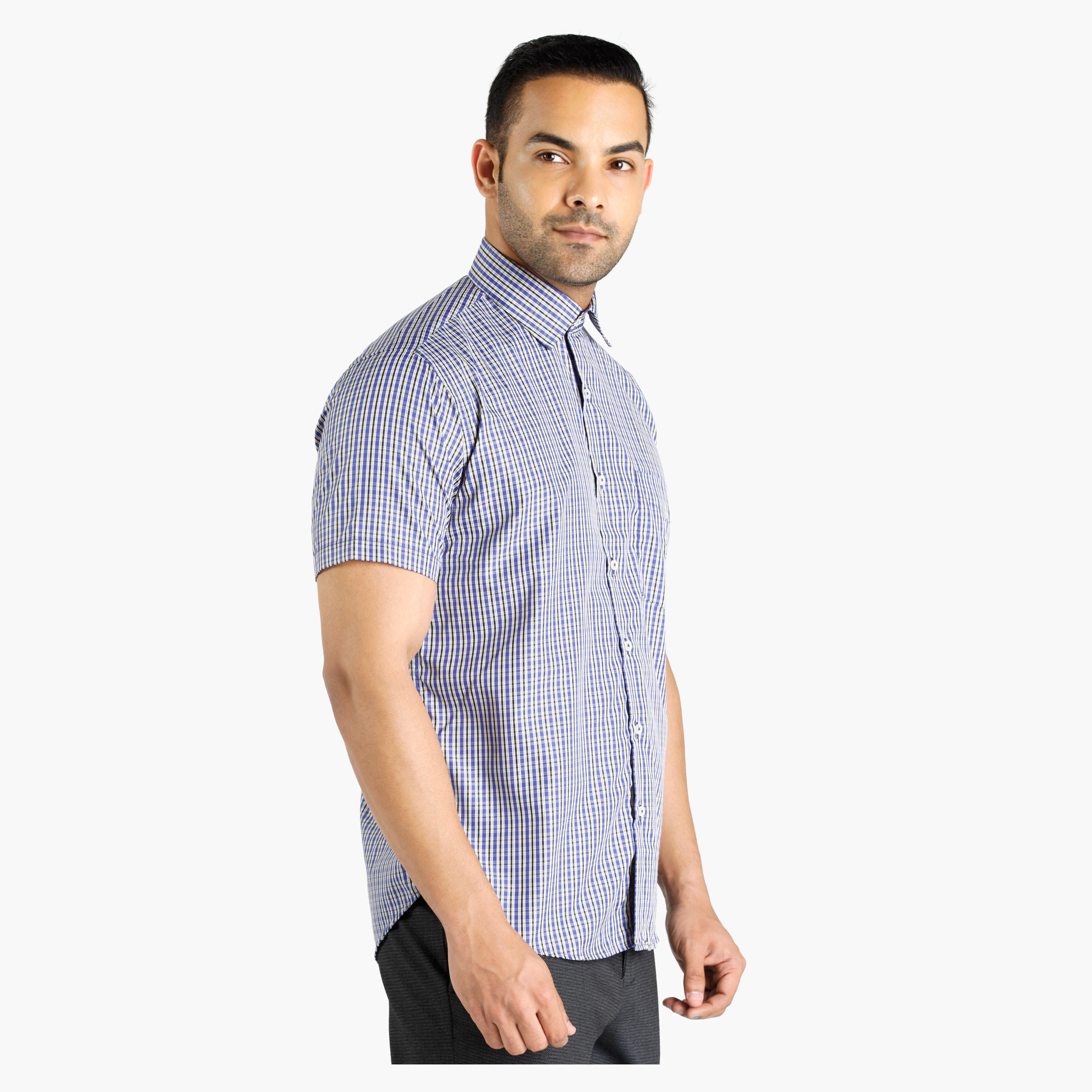 Chequered Shirt with Short Sleeves-men-clothing-shirts-image-3