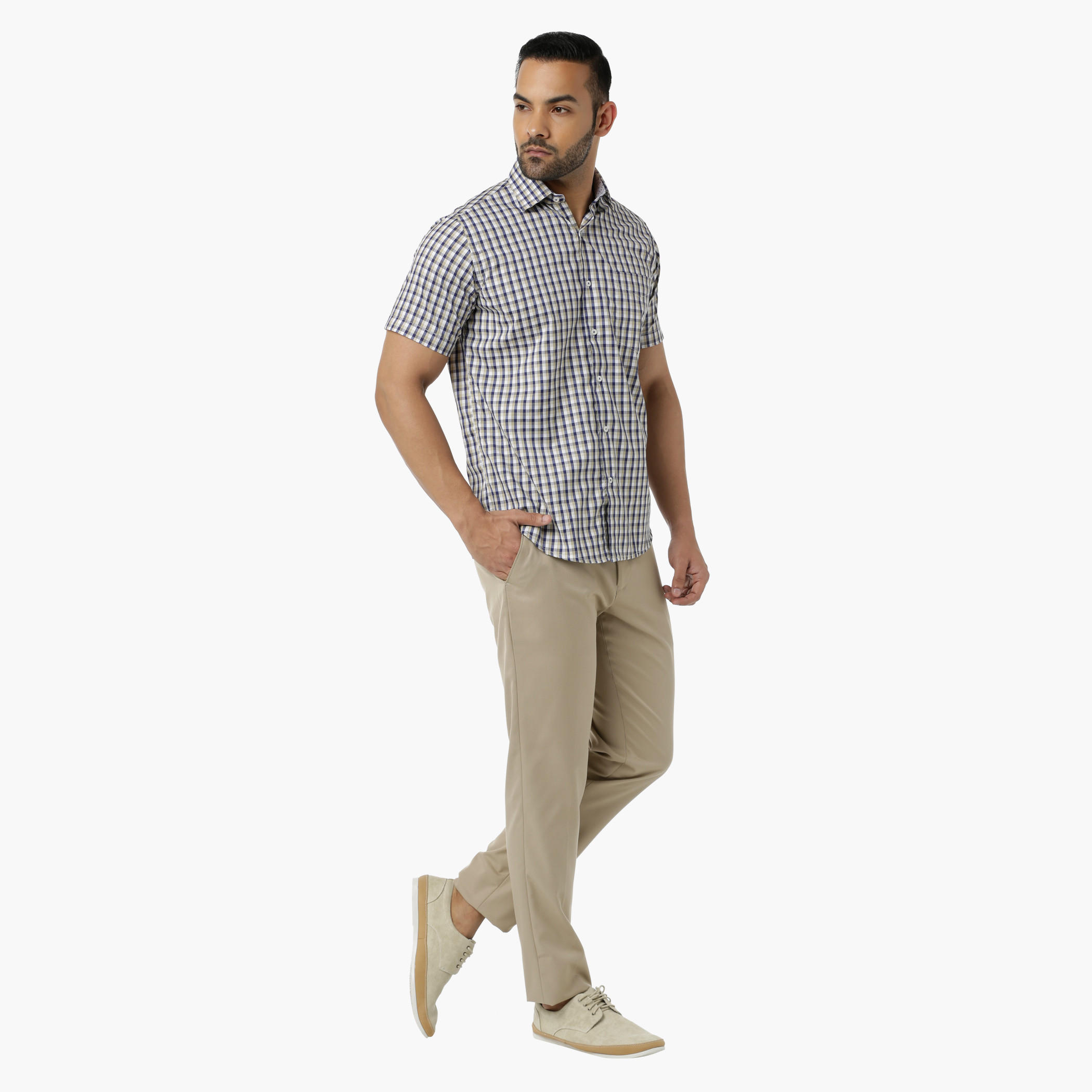 Chequered Casual Shirt with Collar Neck and Short Sleeves in Regular Fit-men-clothing-shirts-image-5
