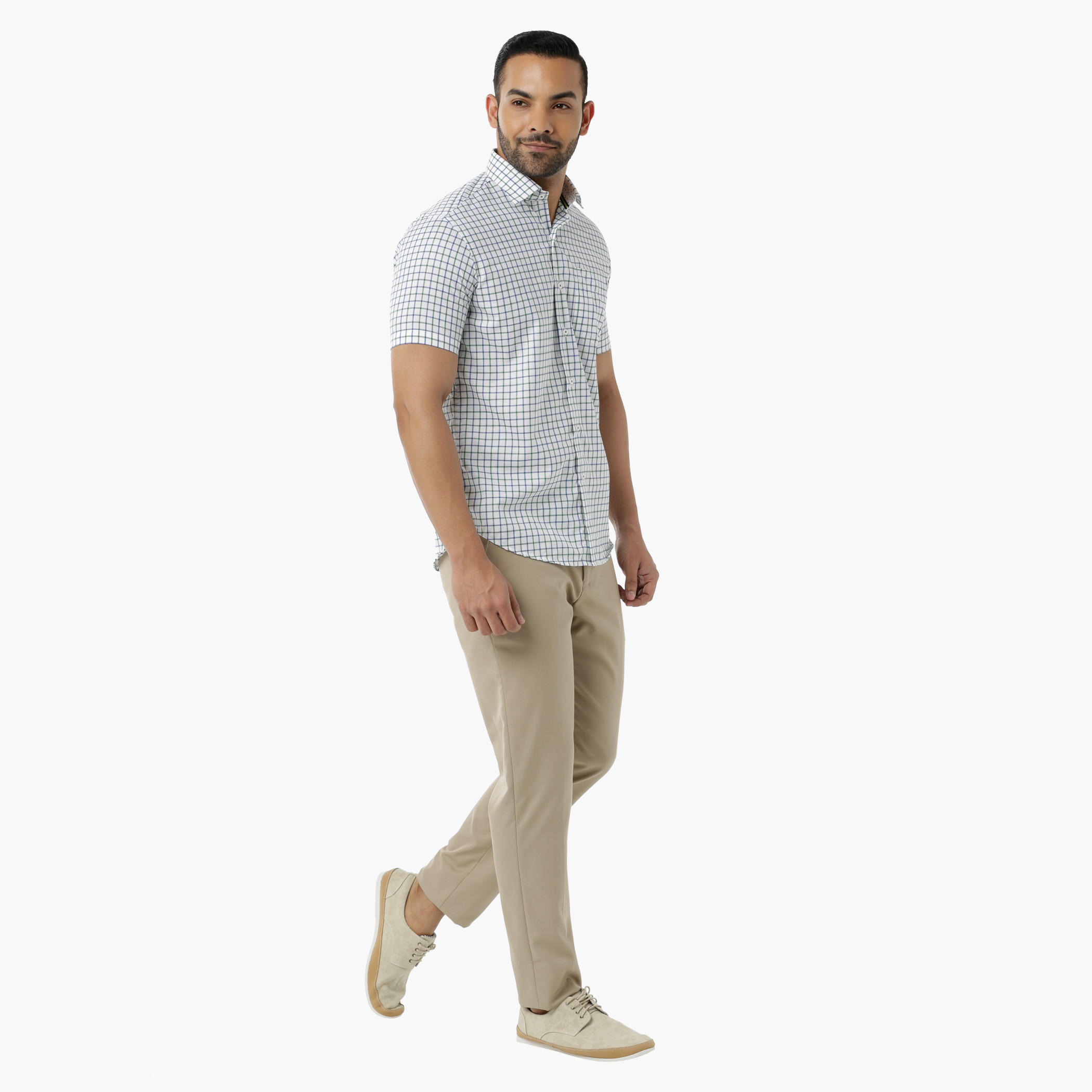 Chequered Casual Shirt with Collar Neck and Short Sleeves in Regular Fit-men-clothing-shirts-image-5