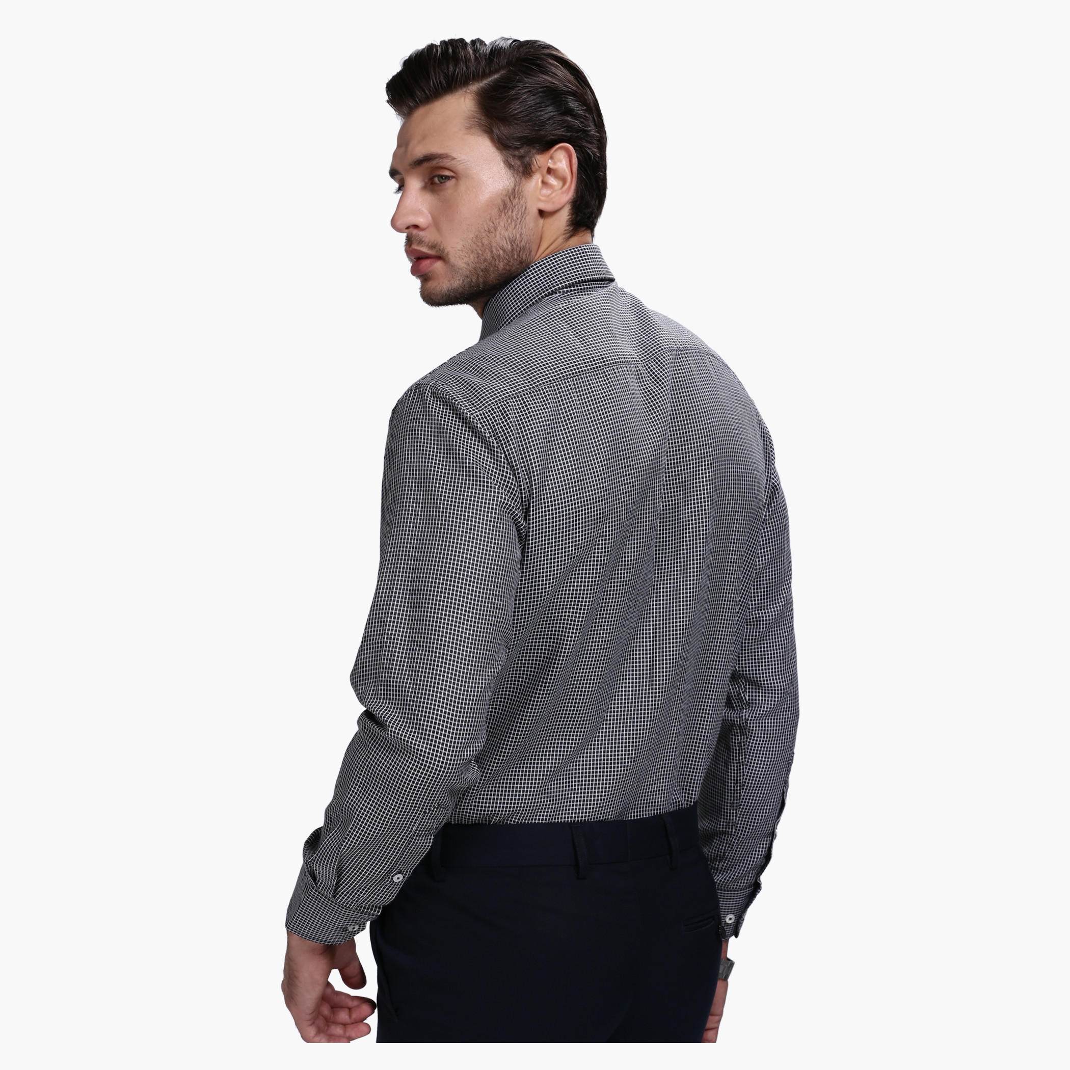 Chequered Shirt with Long Sleeves in Slim Fit-men-clothing-shirts-image-2
