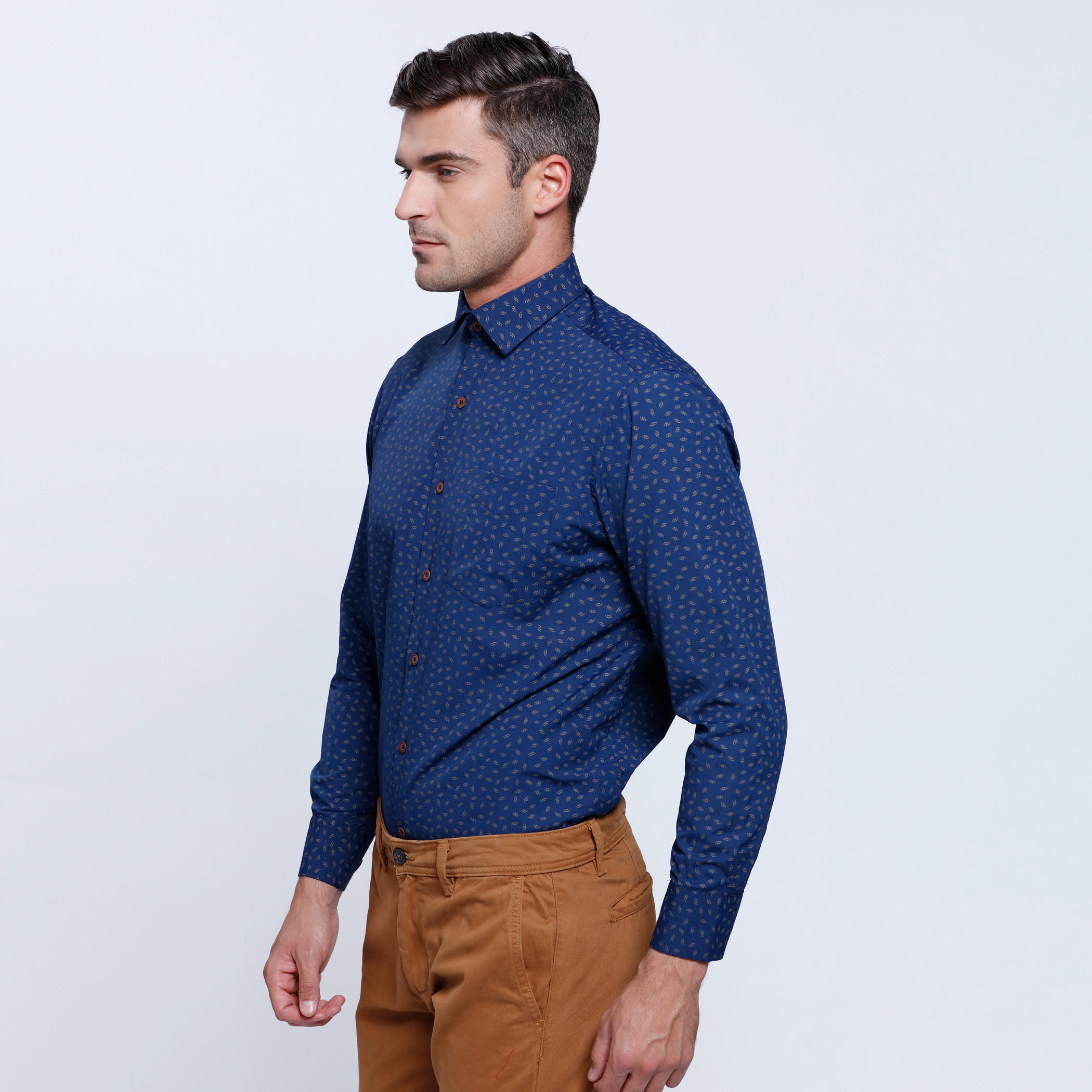 Printed Shirt with Long Sleeves and Button Placket-men-clothing-shirts-image-3