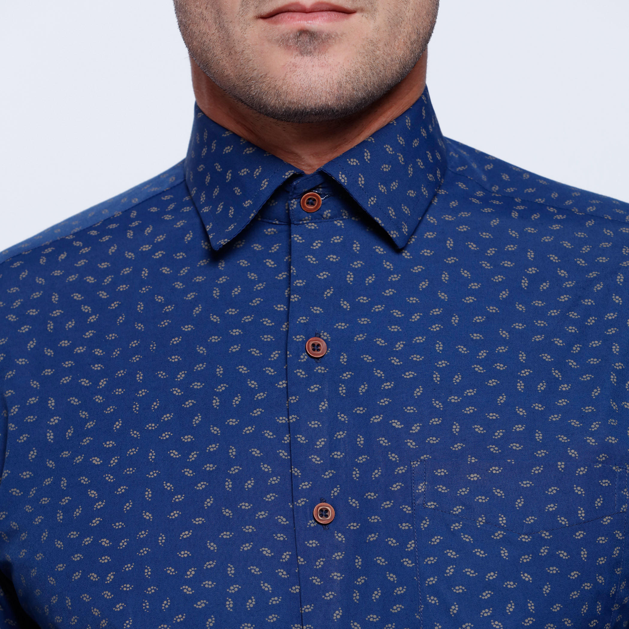 Printed Shirt with Long Sleeves and Button Placket-men-clothing-shirts-image-4