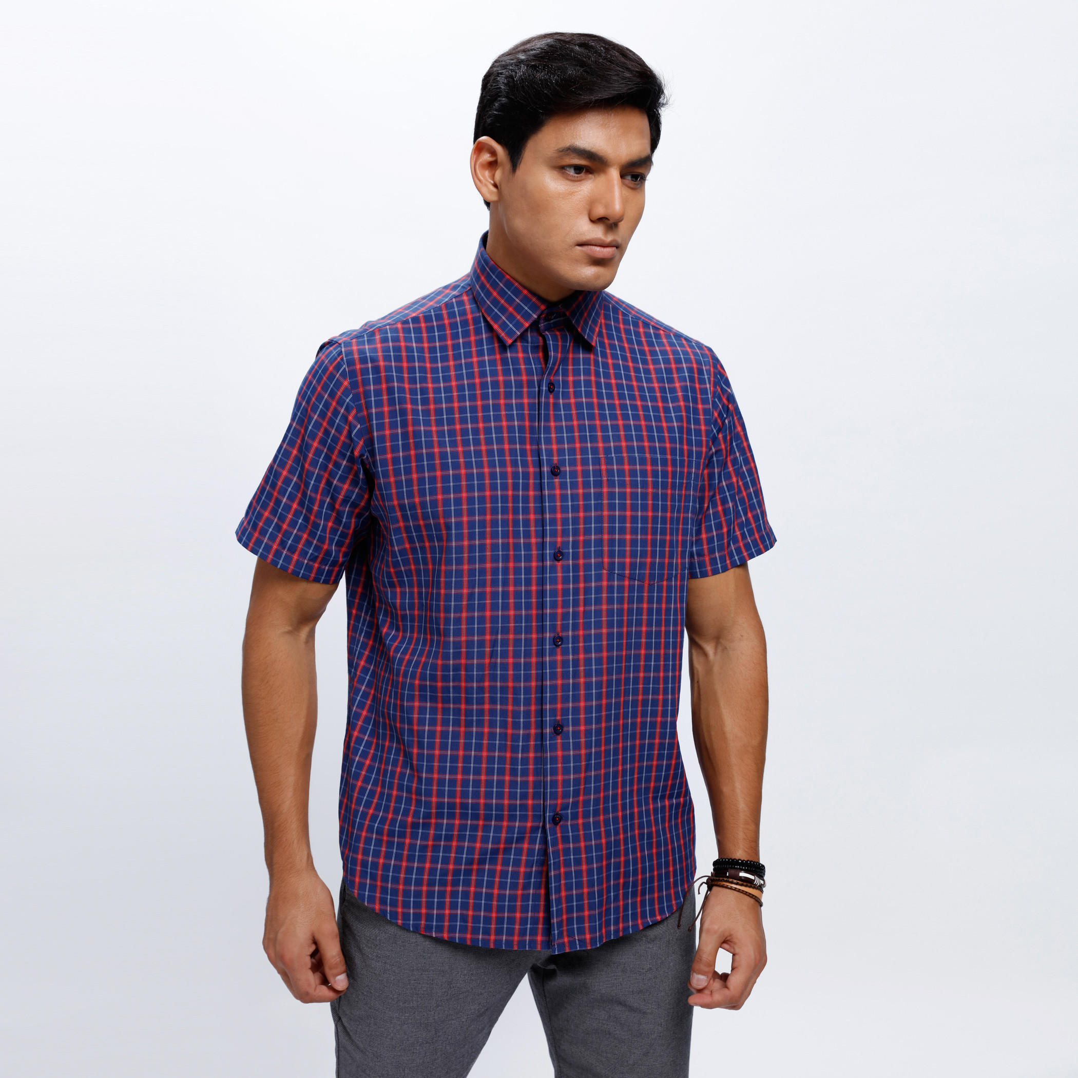 Chequered Shirt with Short Sleeves-men-clothing-shirts-image-1