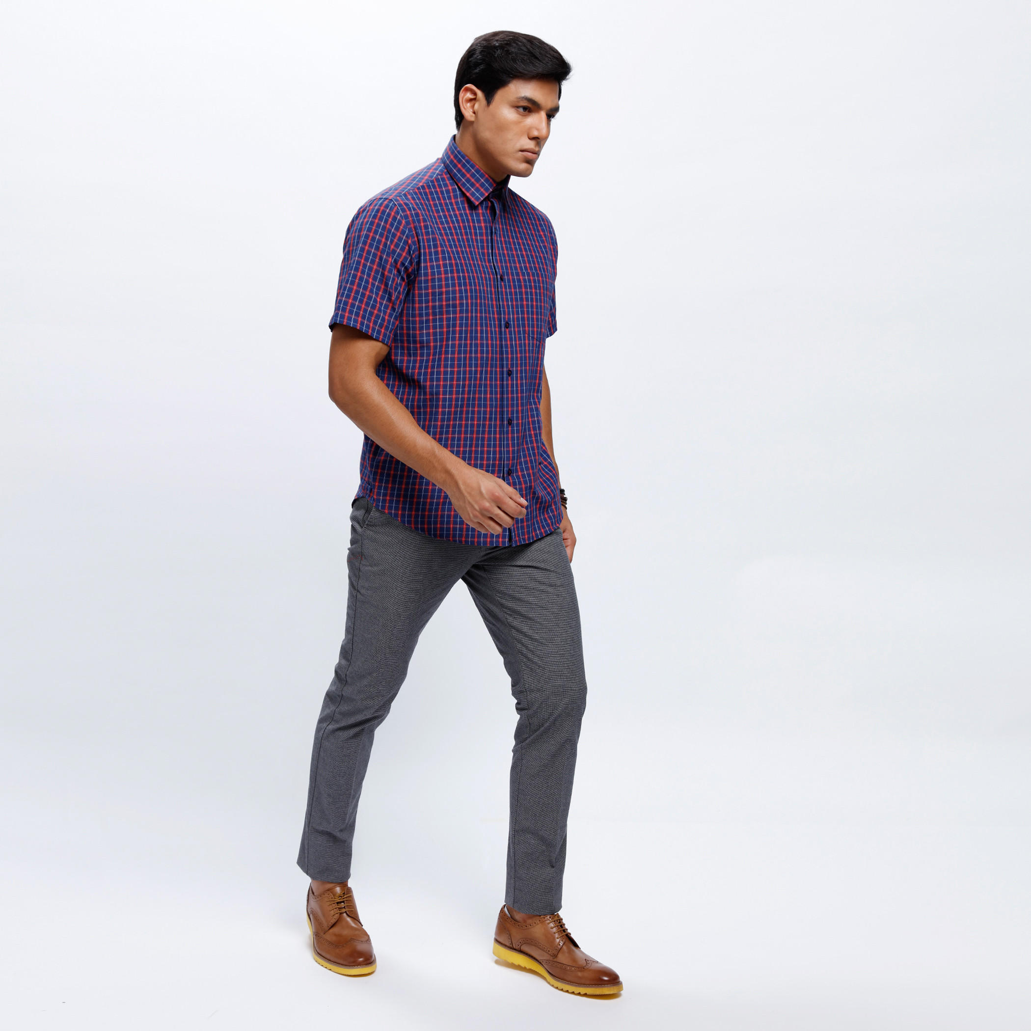 Chequered Shirt with Short Sleeves-men-clothing-shirts-image-1