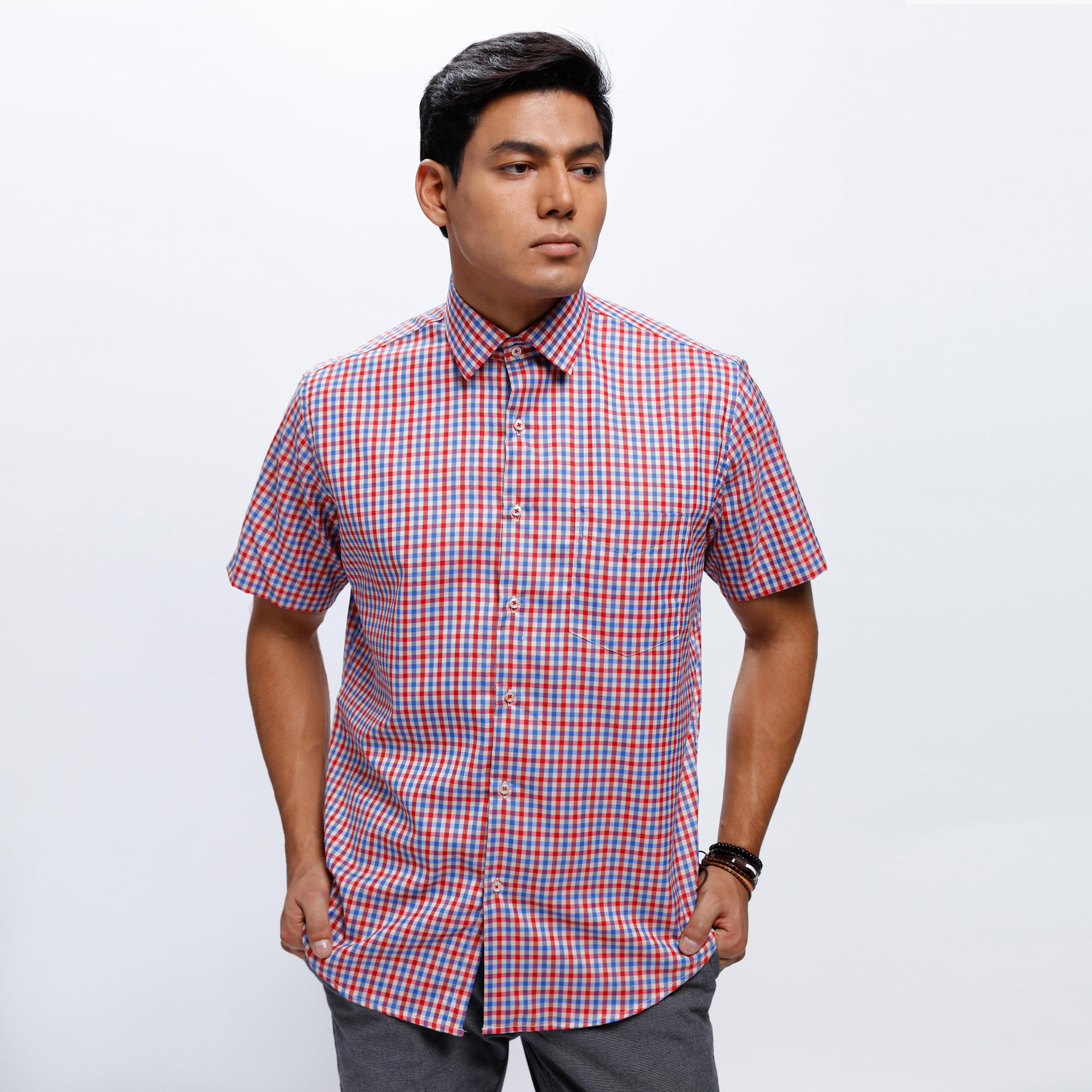 Chequered Shirt with Short Sleeves-men-clothing-shirts-image-5