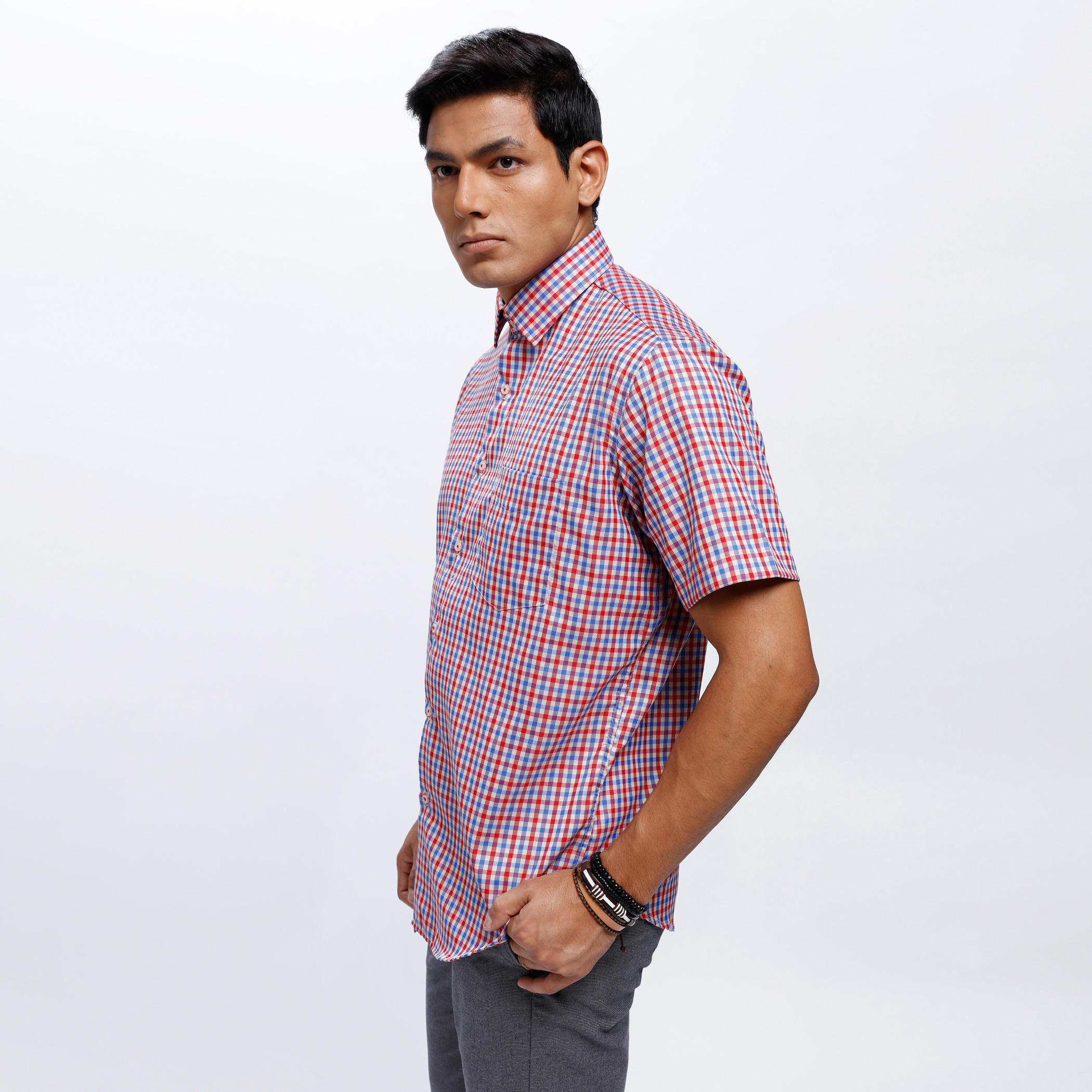 Chequered Shirt with Short Sleeves-men-clothing-shirts-image-3