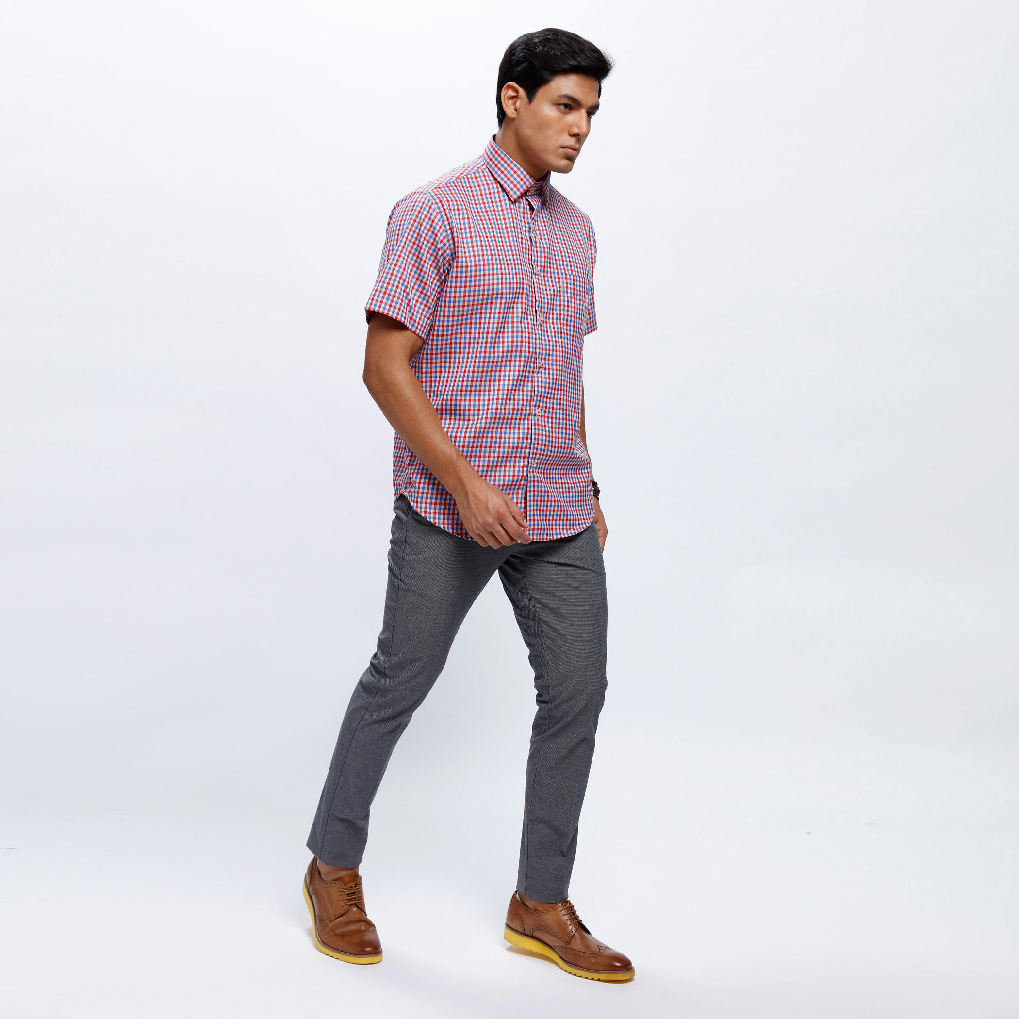 Chequered Shirt with Short Sleeves-men-clothing-shirts-image-1