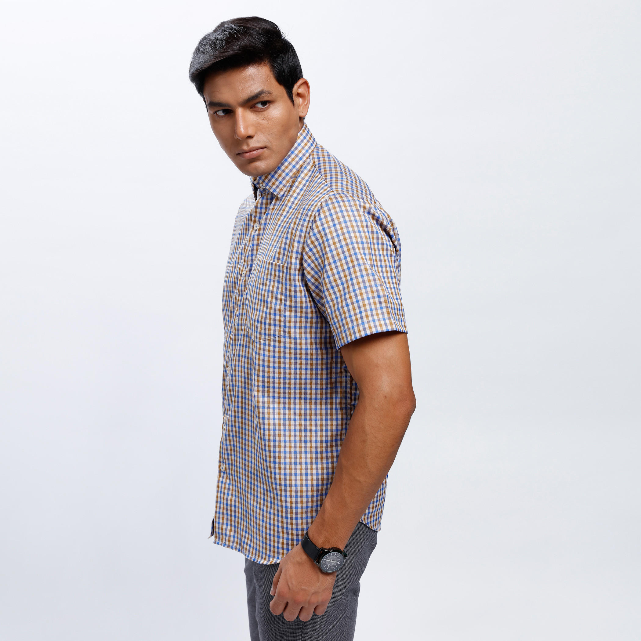 Checkered Shirt with Short Sleeves-men-clothing-shirts-image-3