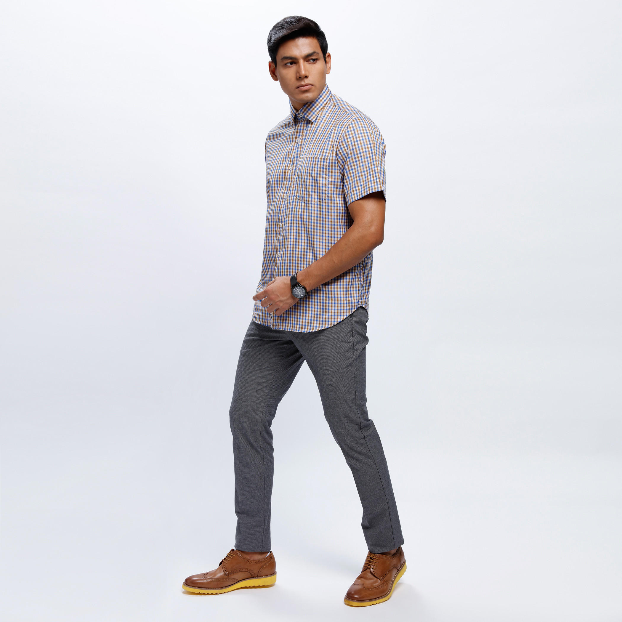 Checkered Shirt with Short Sleeves-men-clothing-shirts-image-1
