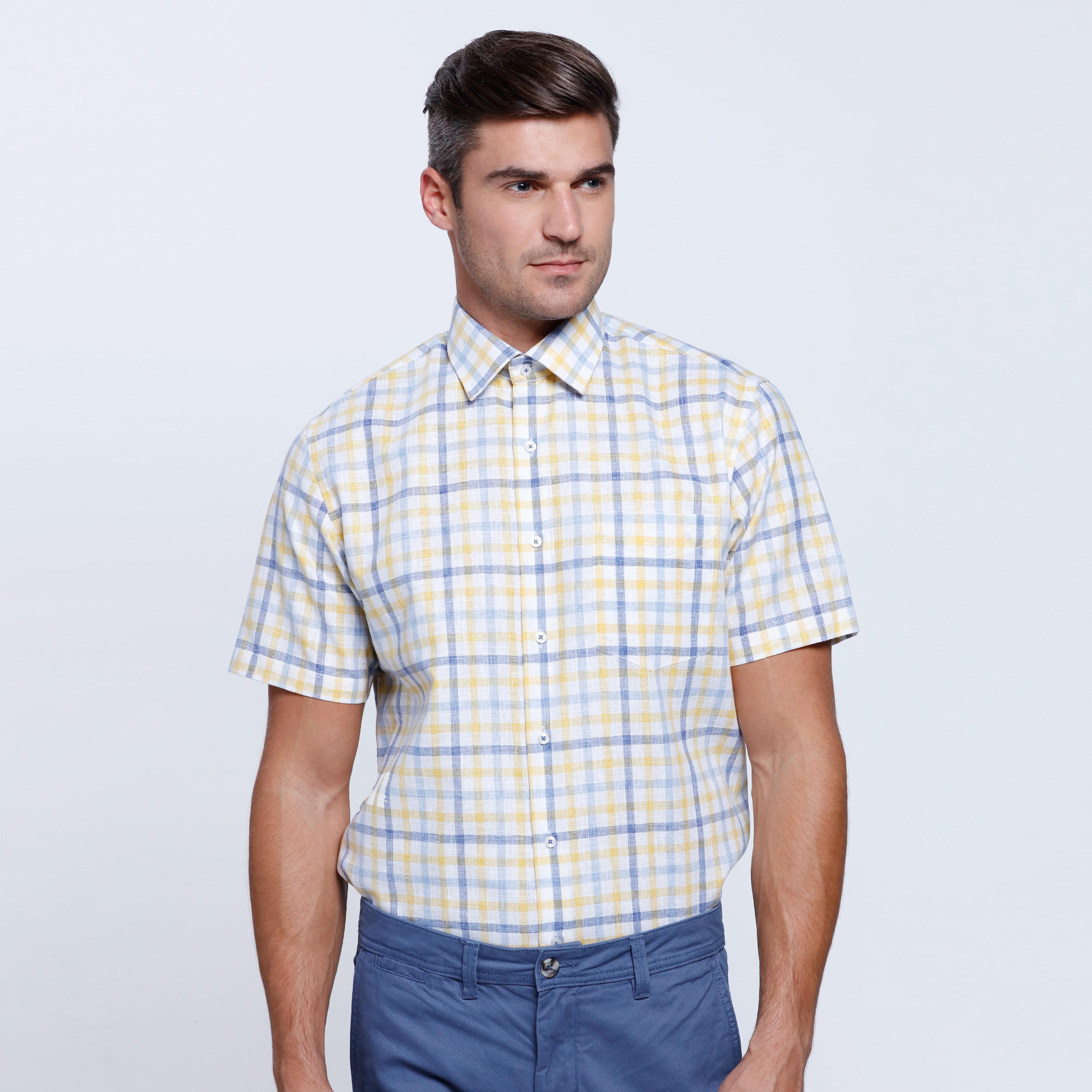 Chequered Shirt with Short Sleeves-men-clothing-shirts-image-1