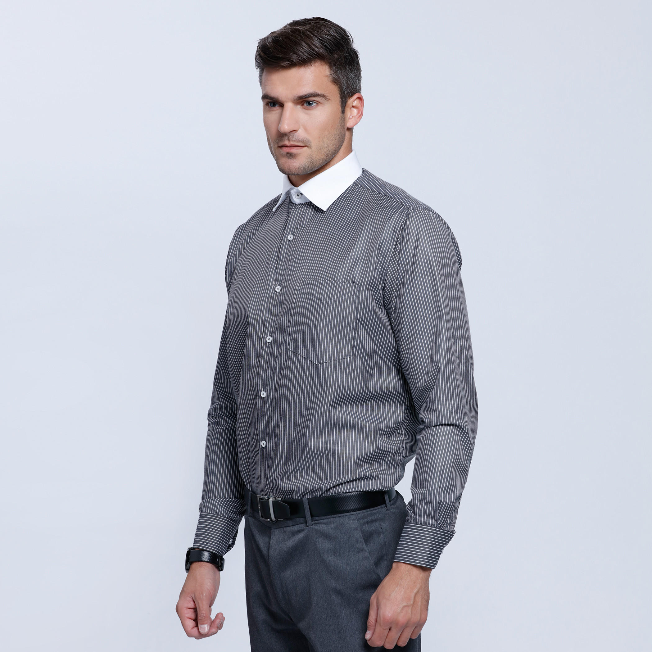 Striped Long Sleeves Shirt with Button Placket-men-clothing-shirts-image-3