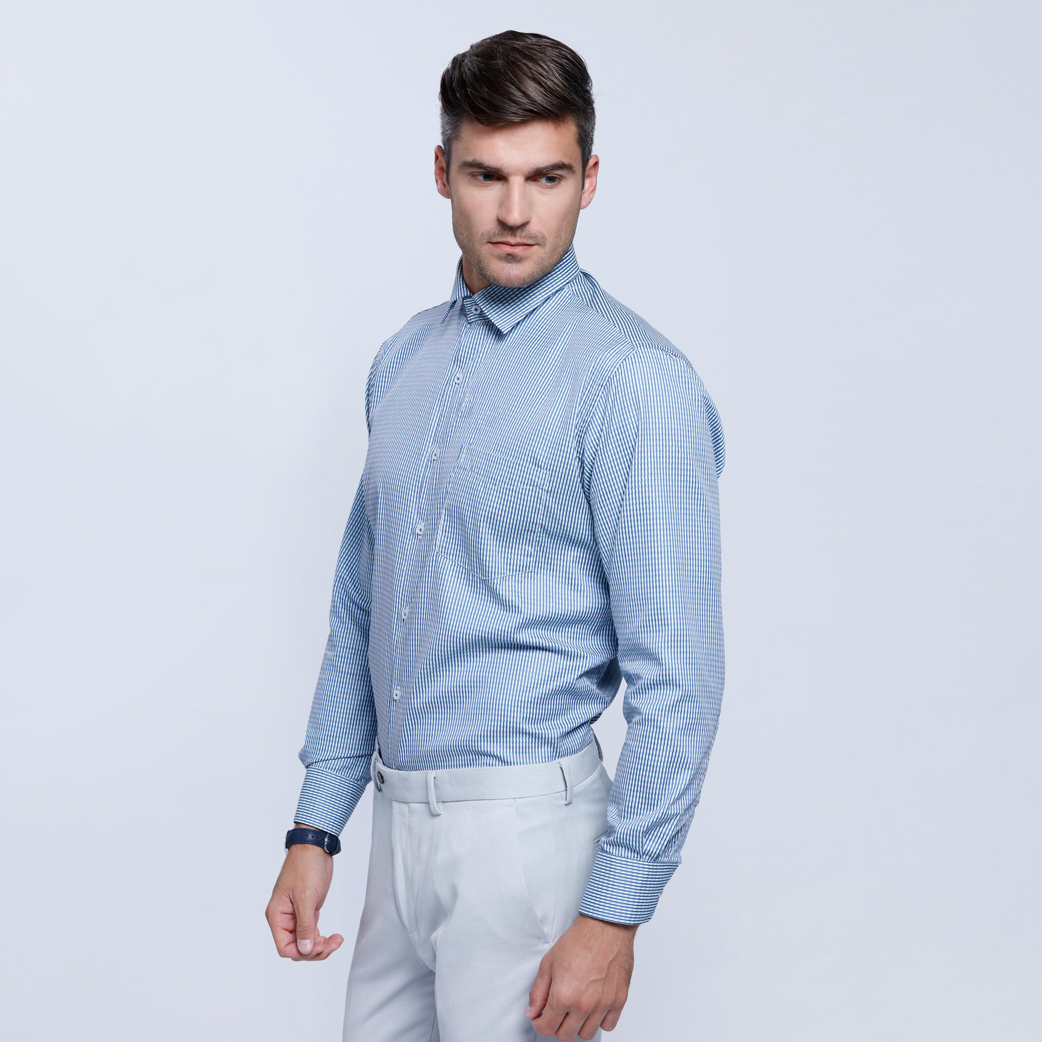 Striped Long Sleeves Shirt with Button Placket-men-clothing-shirts-image-3