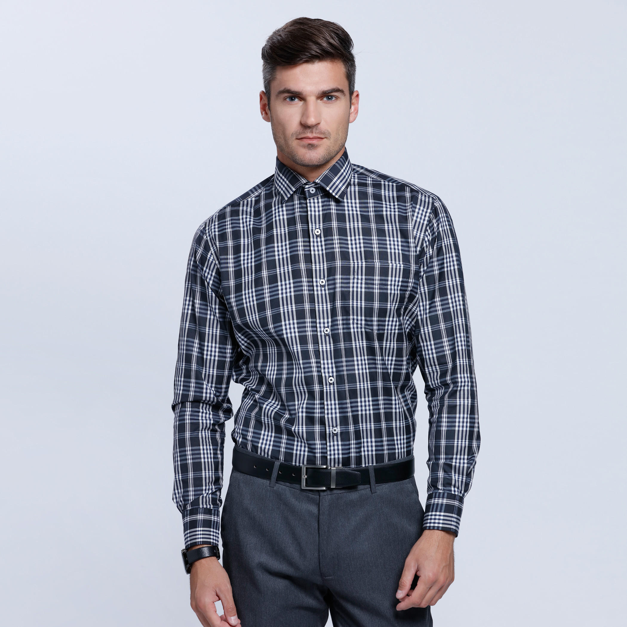 Chequered Shirt with Long Sleeves-men-clothing-shirts-image-1