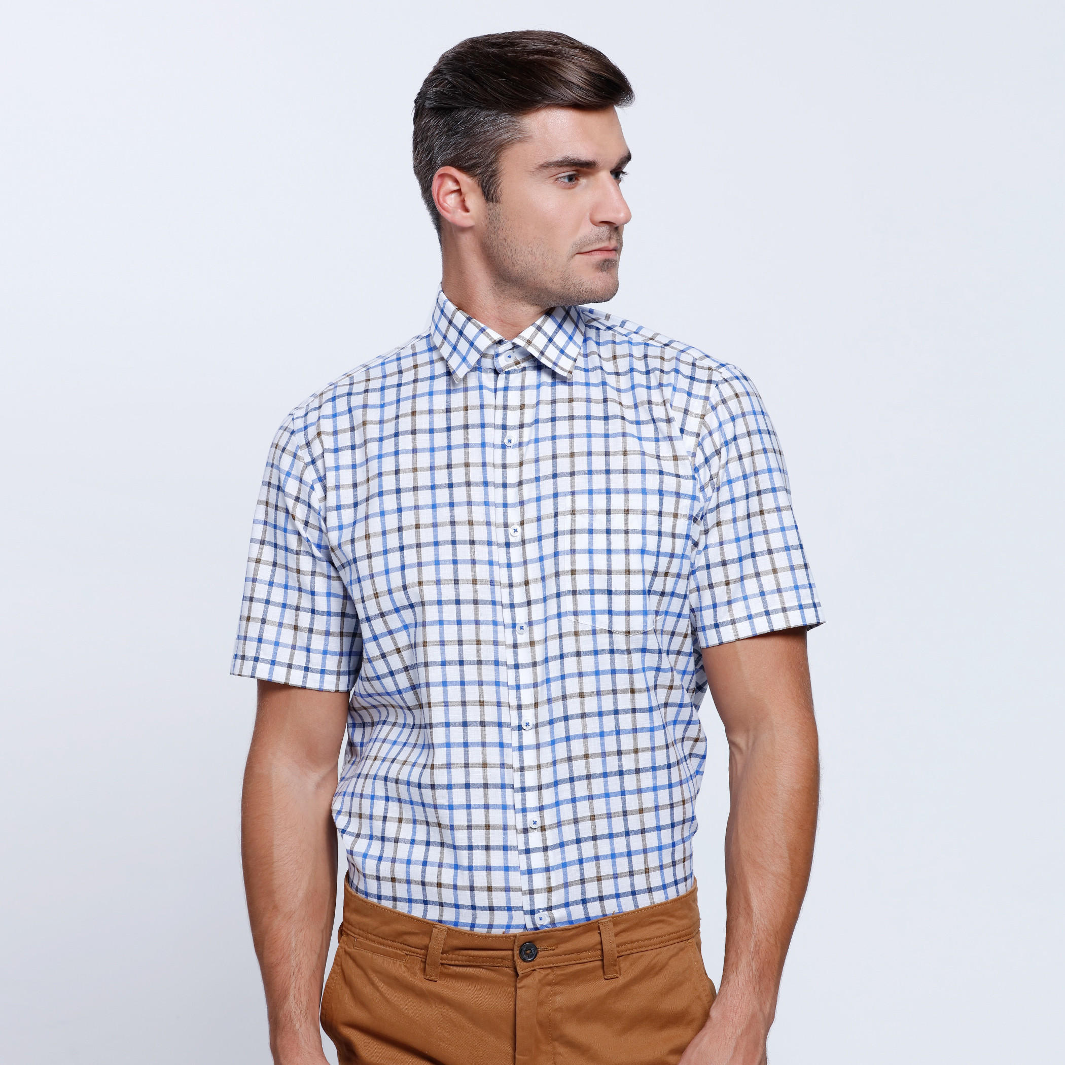 Chequered Shirt with Short Sleeves-men-clothing-shirts-image-1
