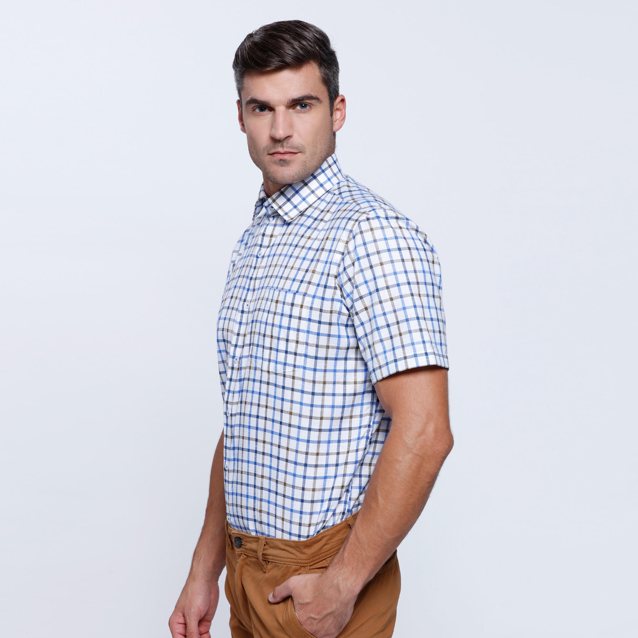 Chequered Shirt with Short Sleeves-men-clothing-shirts-image-3