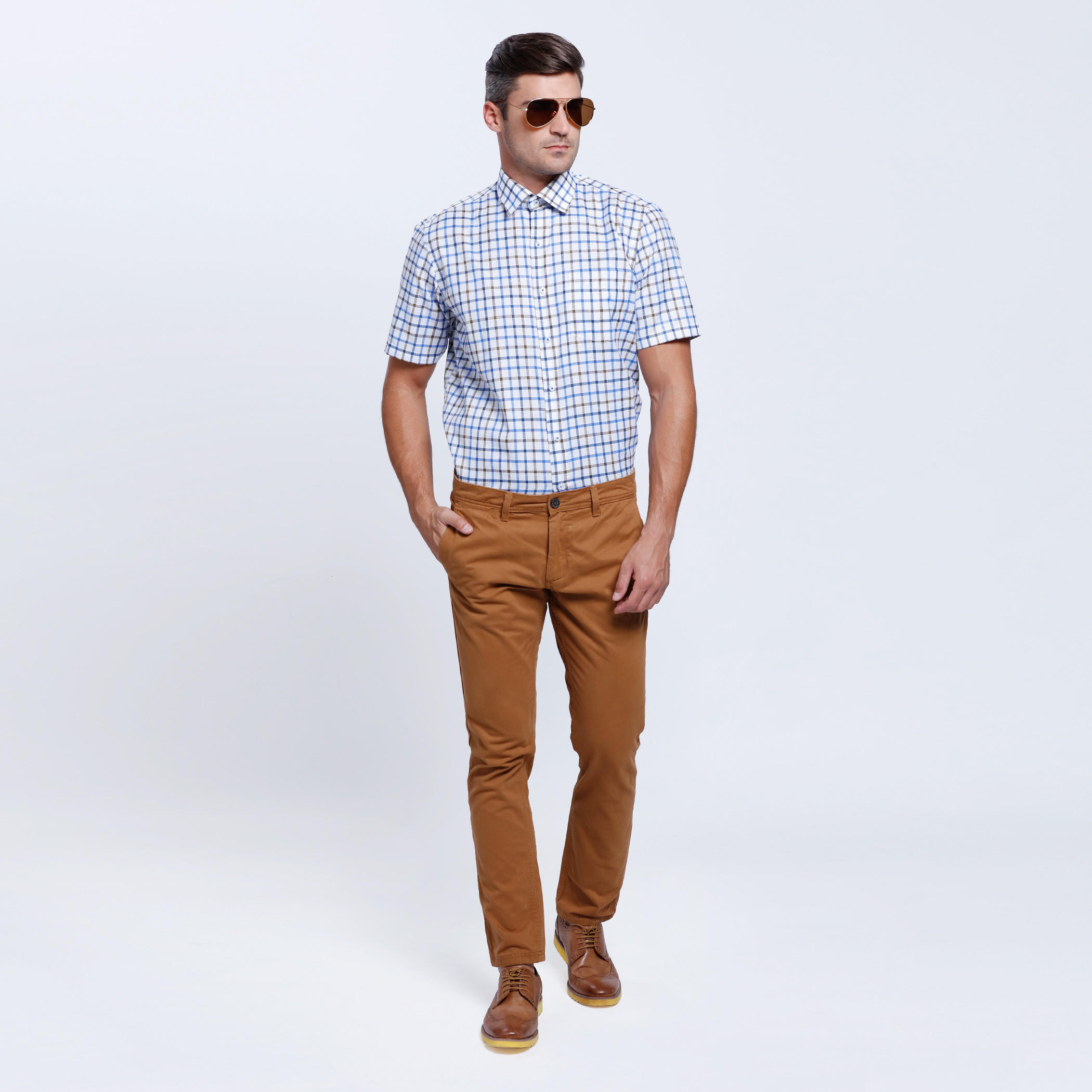 Chequered Shirt with Short Sleeves-men-clothing-shirts-image-5