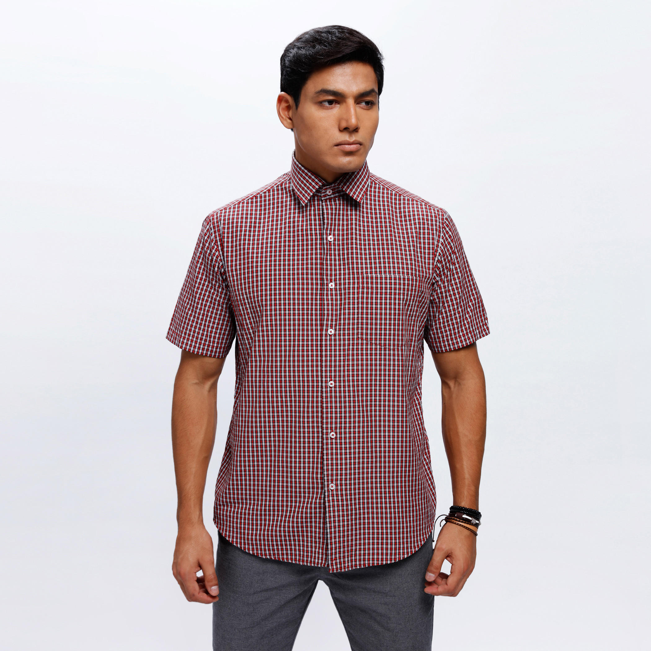 Checkered Shirt with Short Sleeves-men-clothing-shirts-image-1