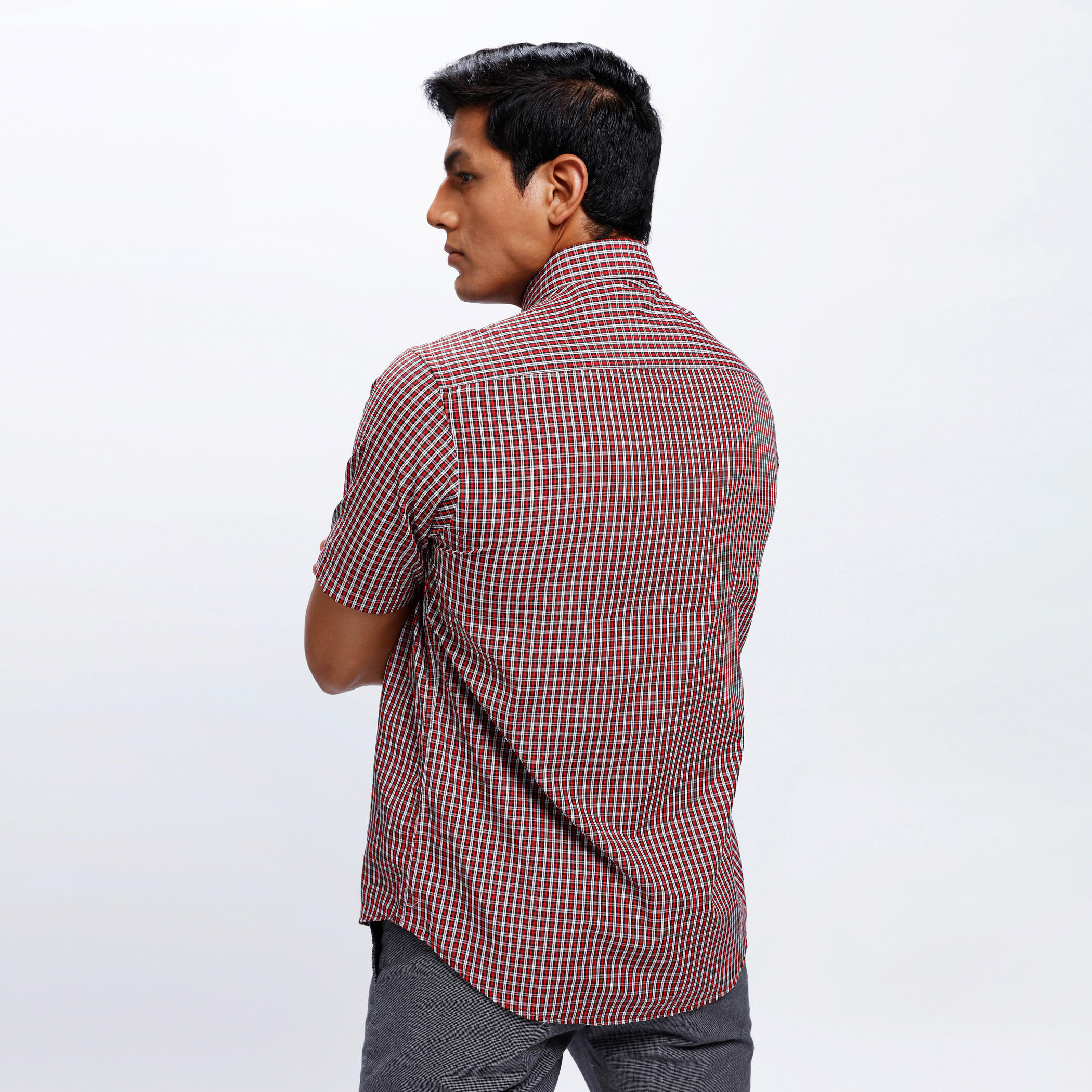 Checkered Shirt with Short Sleeves-men-clothing-shirts-image-2