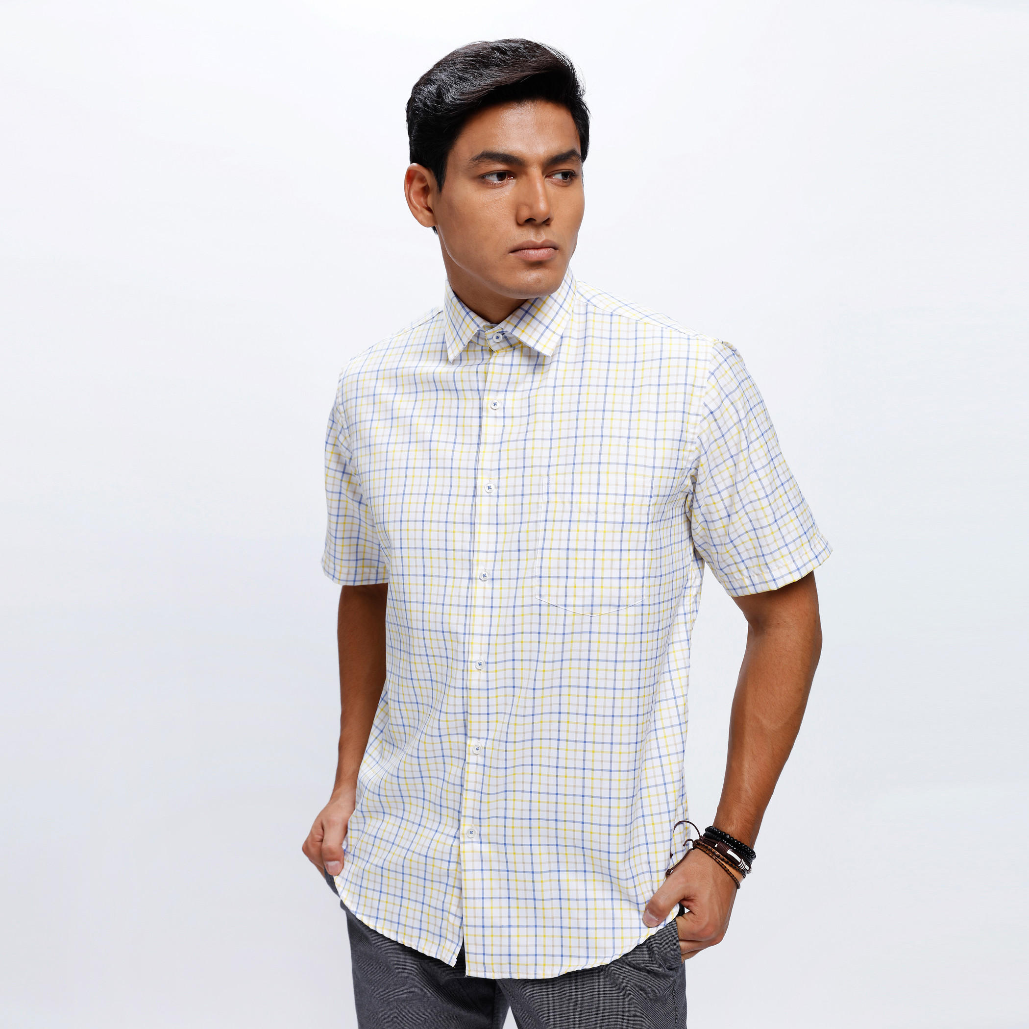 Chequered Shirt with Short Sleeves-men-clothing-shirts-image-1