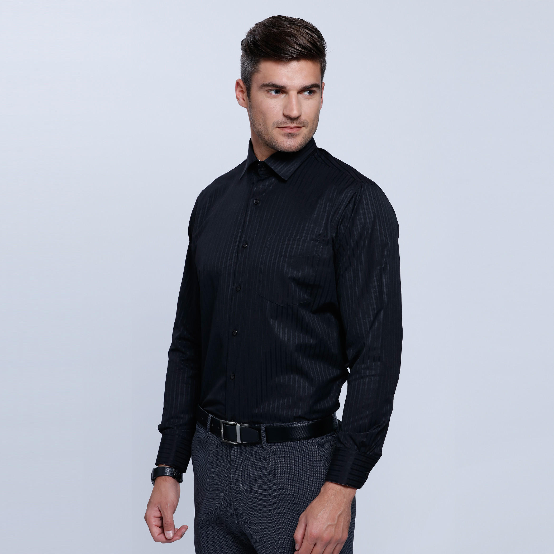 Striped Long Sleeves Shirt with Button Placket-men-clothing-shirts-image-3