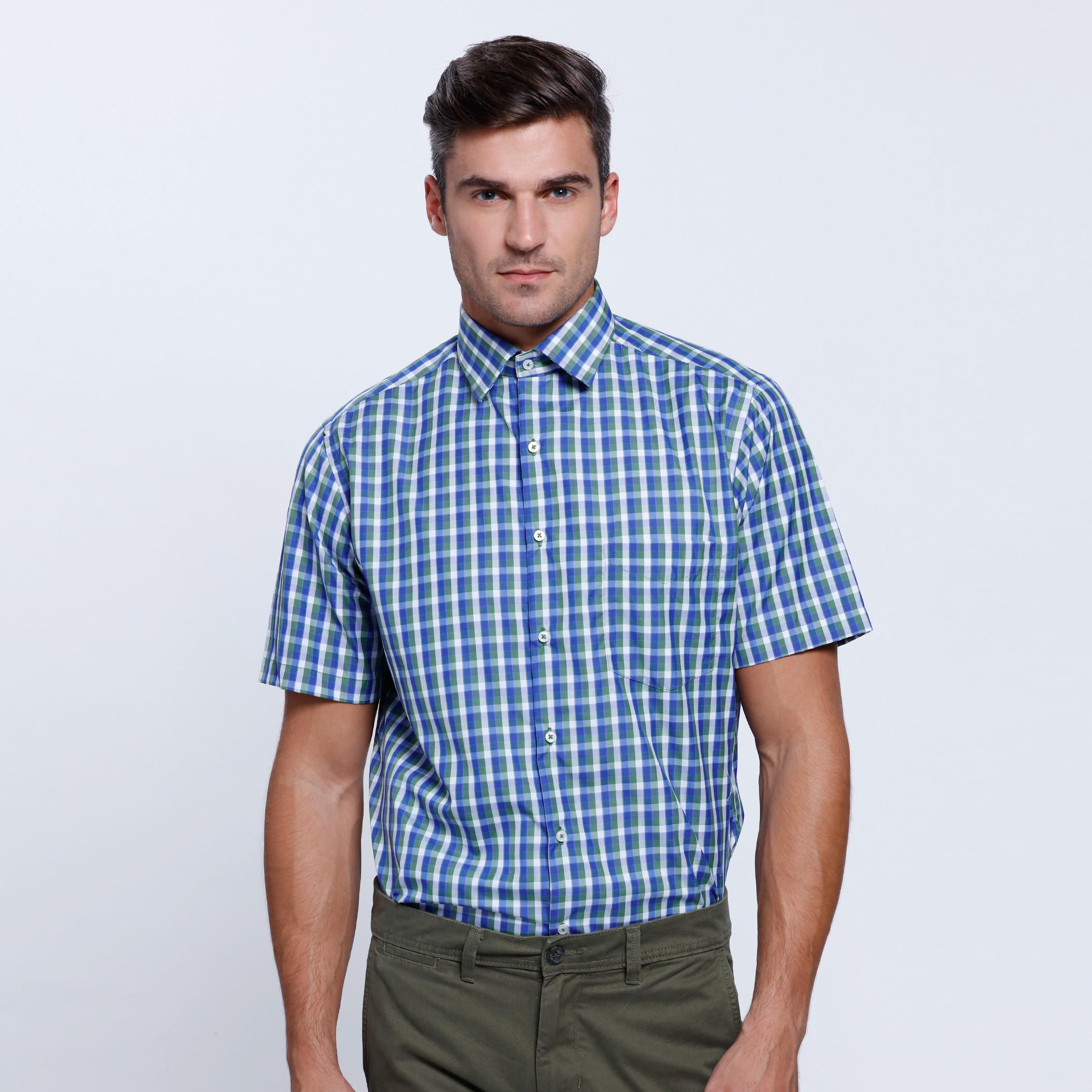Chequered Shirt with Short Sleeves-men-clothing-shirts-image-1