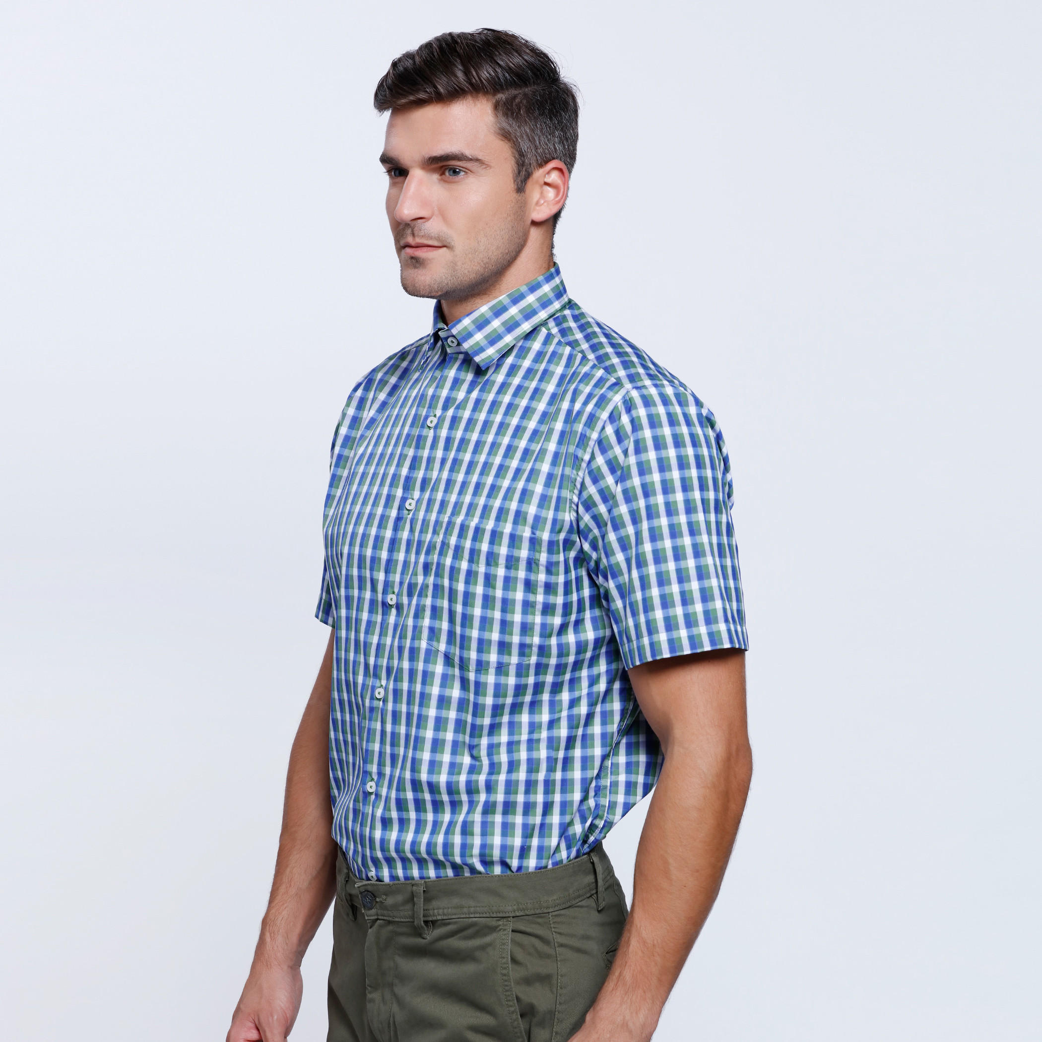 Chequered Shirt with Short Sleeves-men-clothing-shirts-image-3