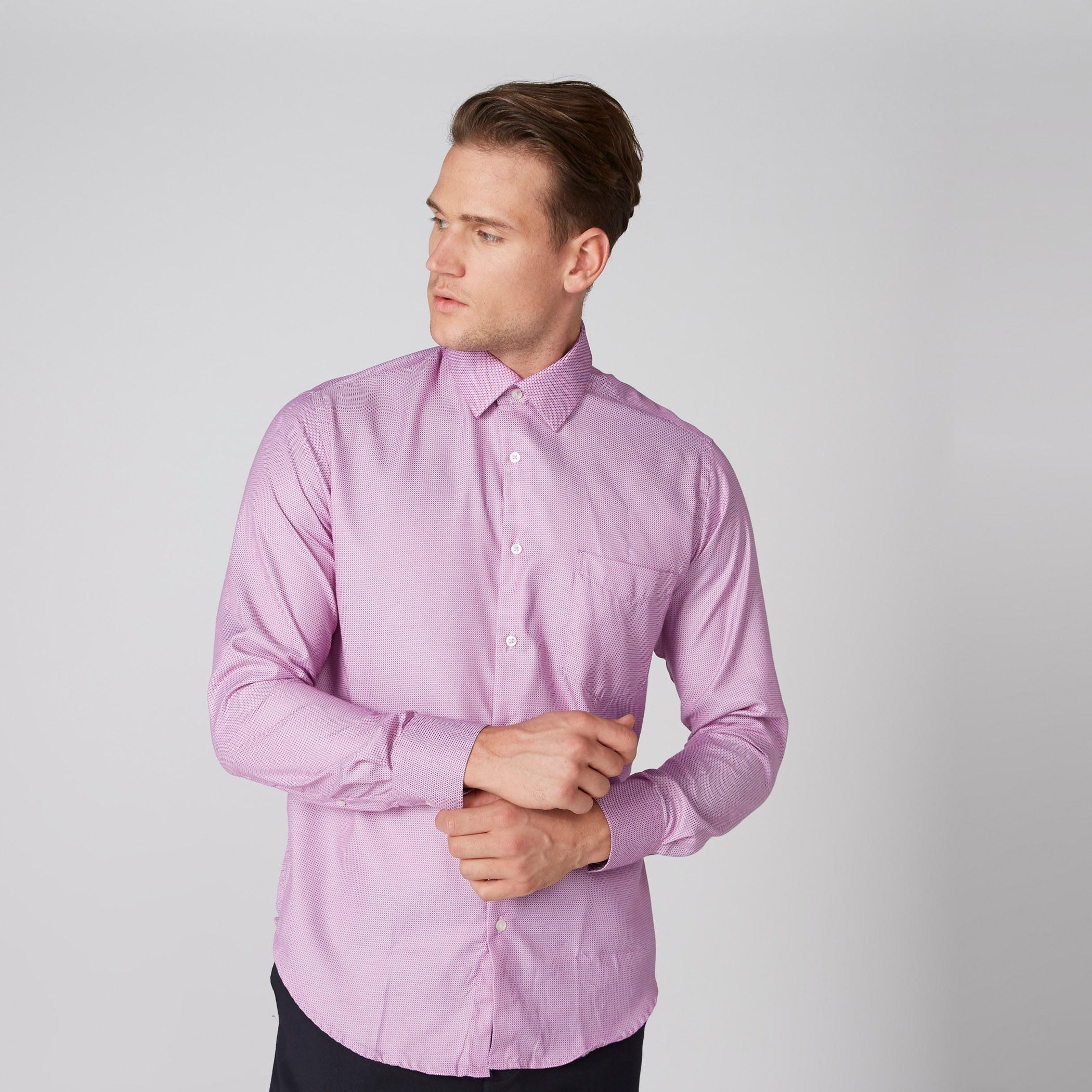 قميص بأكمام طويلة وأزرار وجيب على الصدر-men-clothing-shirts-image-3
