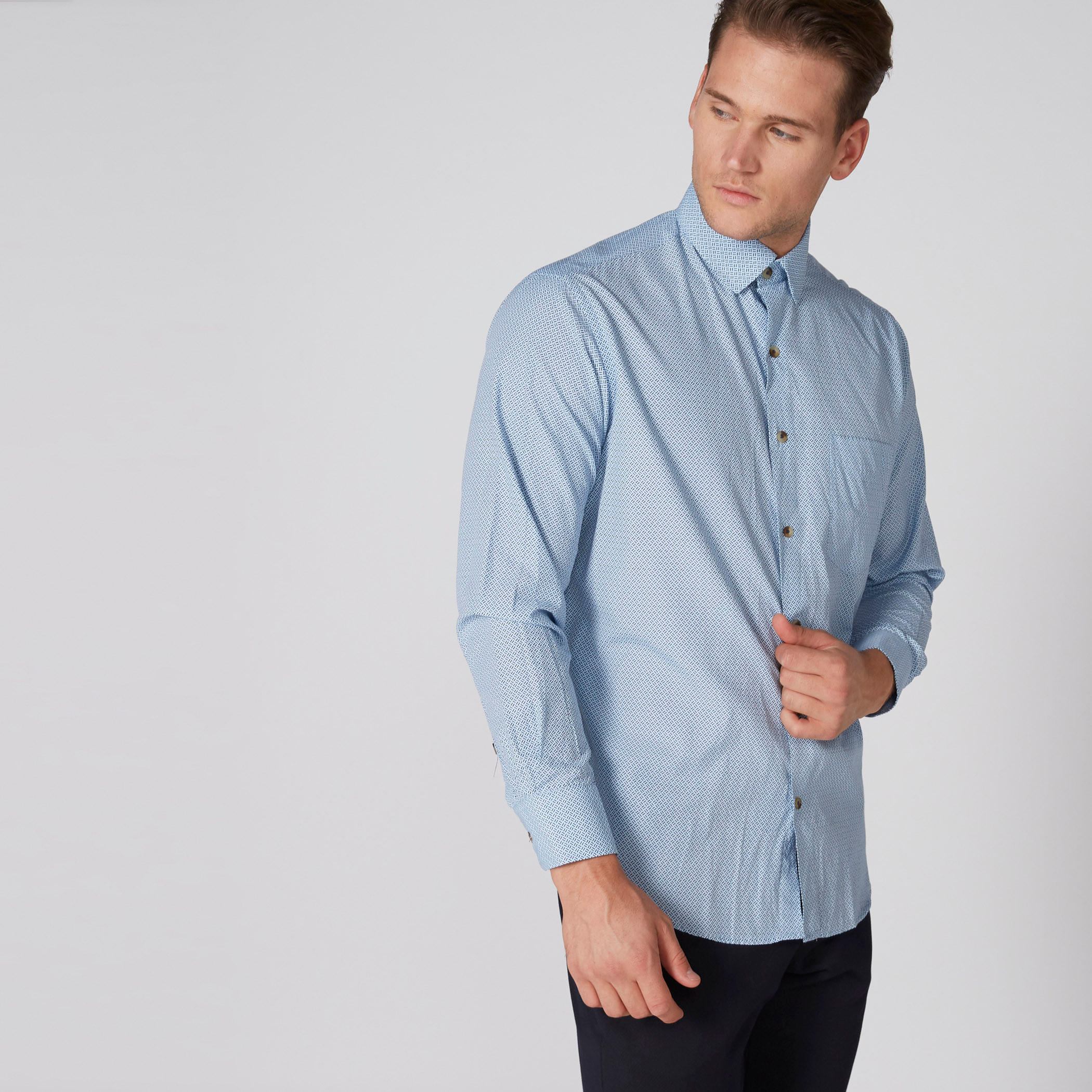 Printed Shirt with Long Sleeves and Complete Placket-men-clothing-shirts-image-1