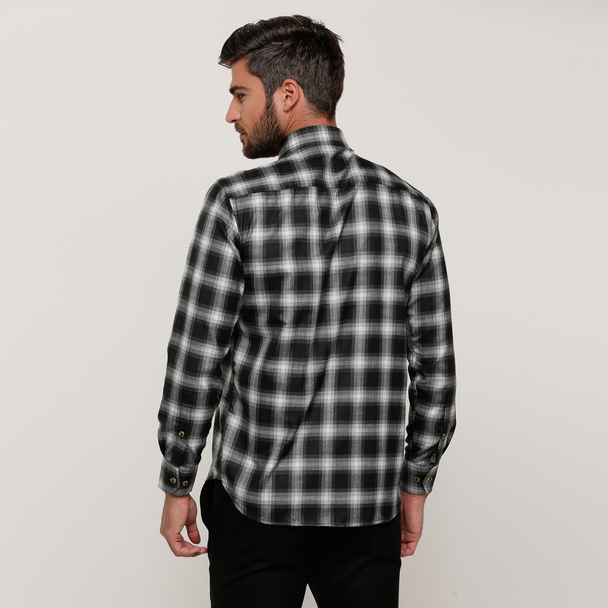 Chequered Shirt with Long Sleeves and Complete Placket-men-clothing-shirts-image-2