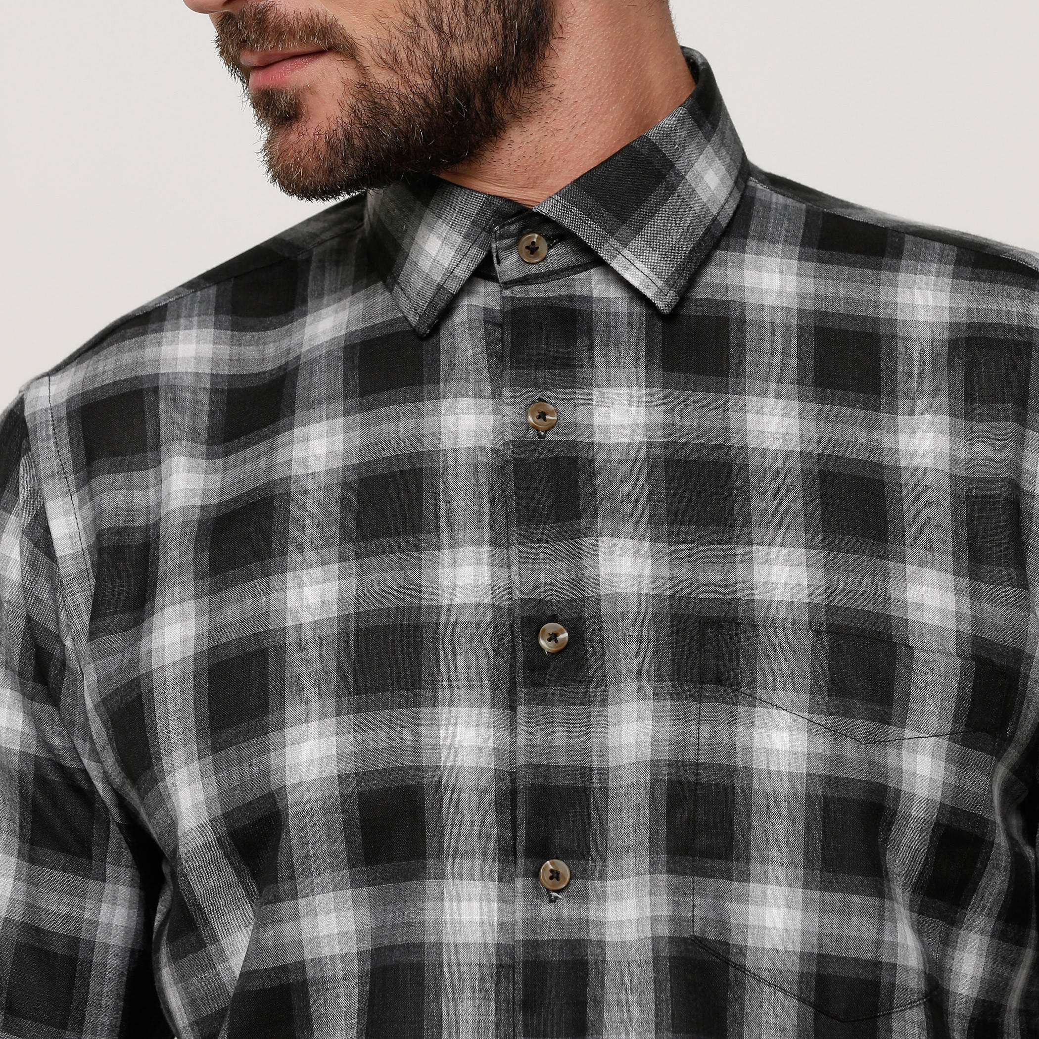 Chequered Shirt with Long Sleeves and Complete Placket-men-clothing-shirts-image-4