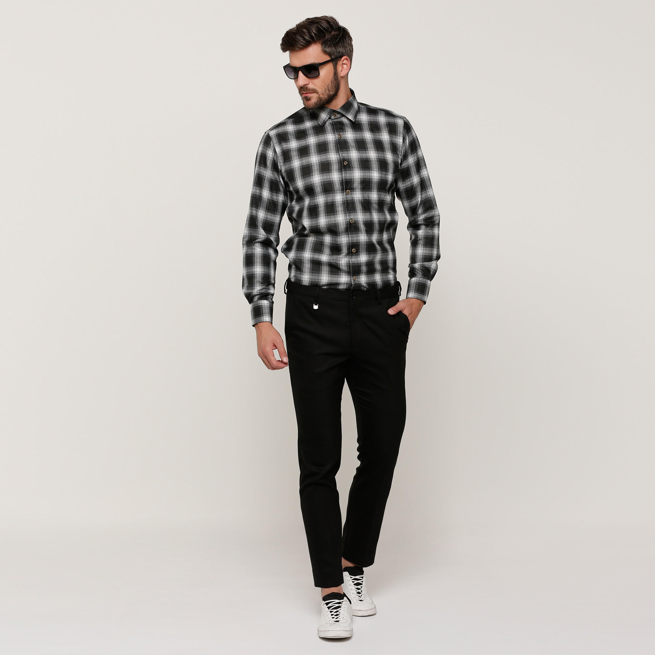 Chequered Shirt with Long Sleeves and Complete Placket-men-clothing-shirts-image-5
