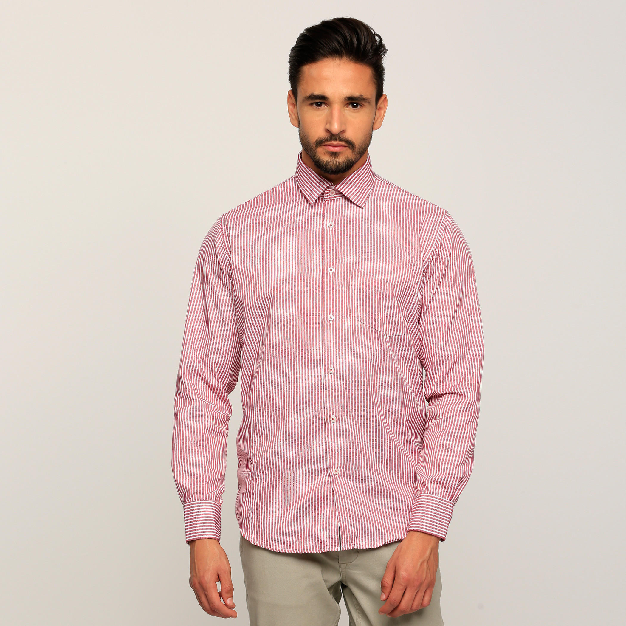 Striped Shirt with Long Sleeves and Complete Placket-men-clothing-shirts-image-1