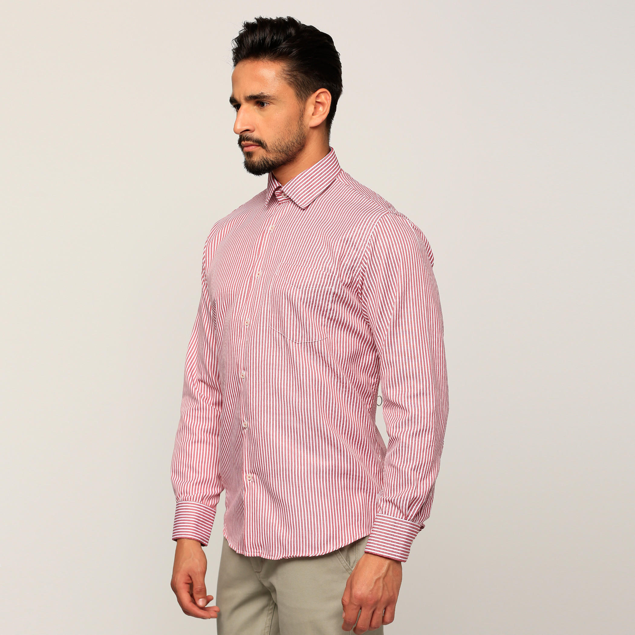 Striped Shirt with Long Sleeves and Complete Placket-men-clothing-shirts-image-3