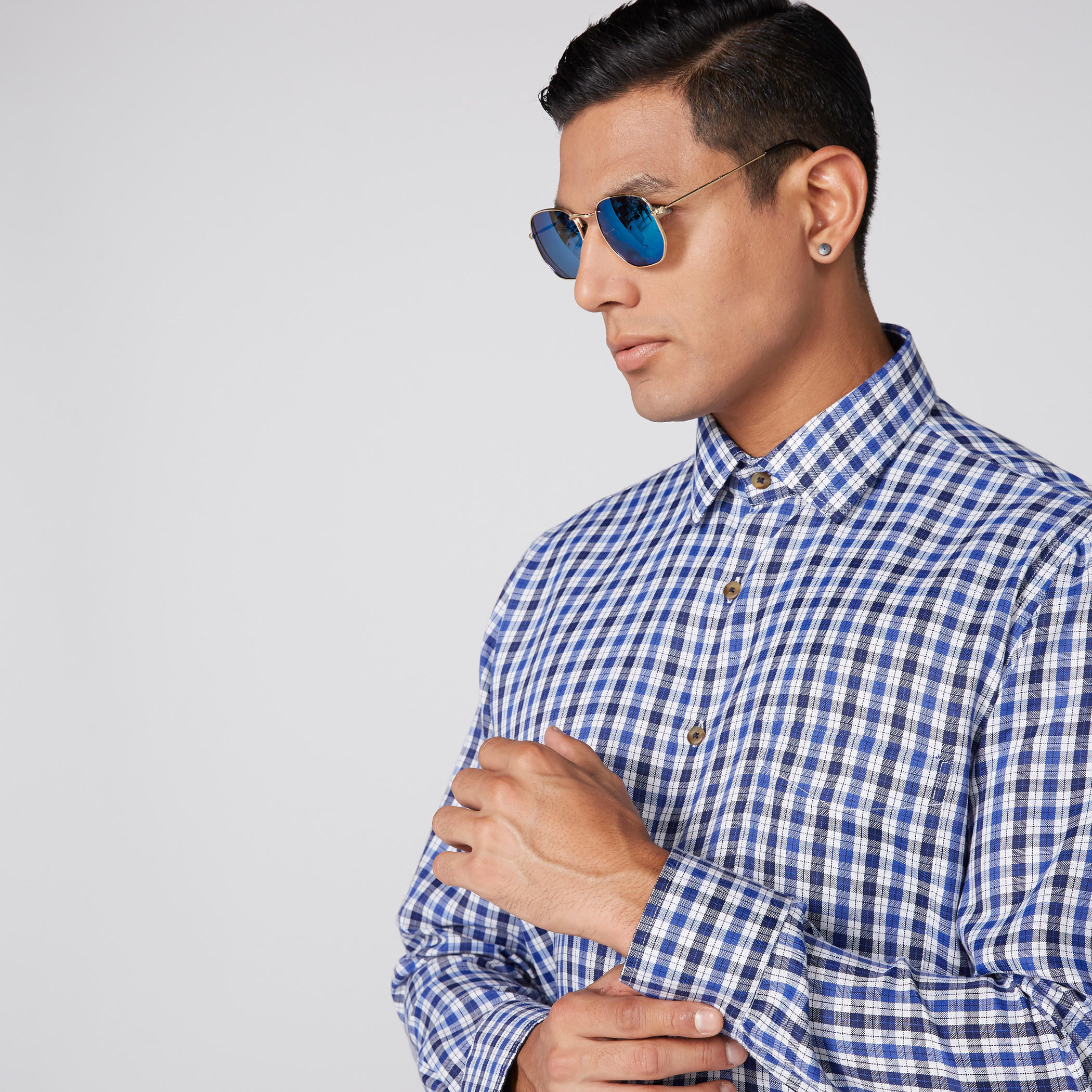 قميص كاروهات أكمام طويلة وأزرار-men-clothing-shirts-image-1
