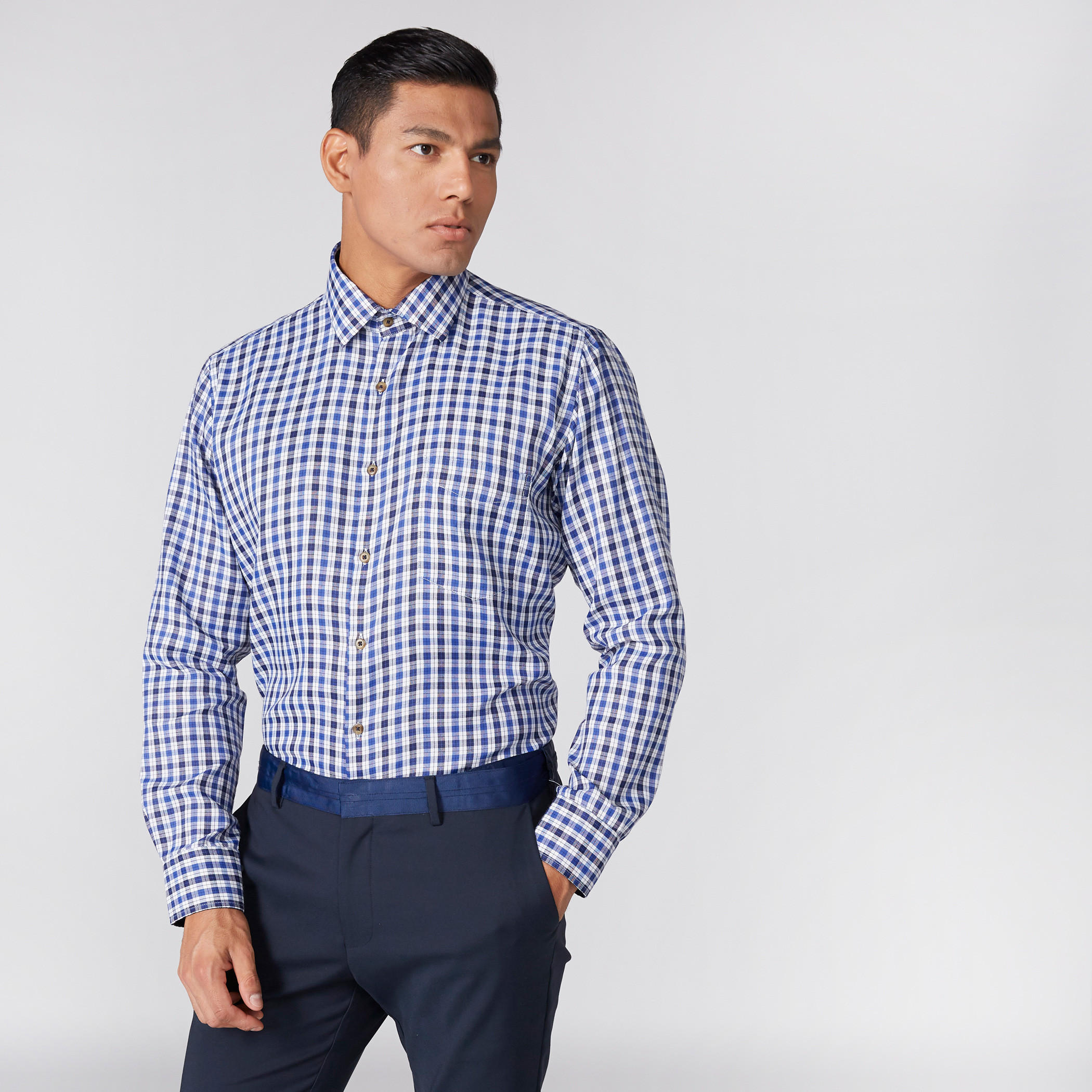 قميص كاروهات أكمام طويلة وأزرار-men-clothing-shirts-image-3