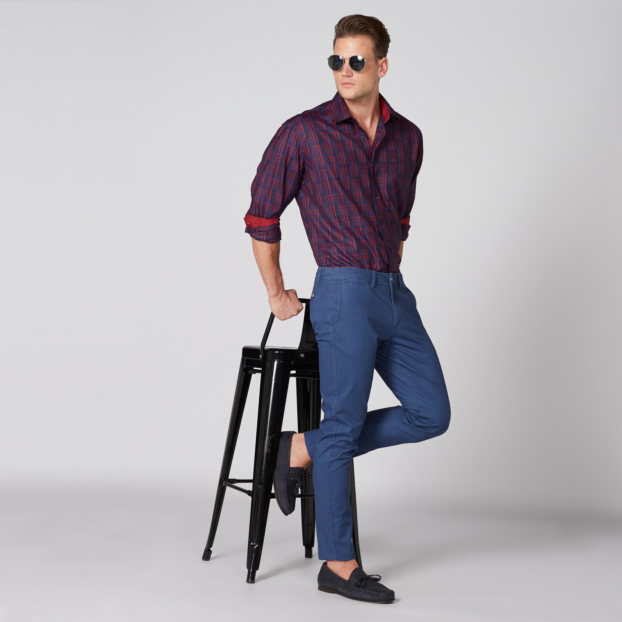 قميص كاروهات بأكمام طويلة وأزرار-men-clothing-shirts-image-1