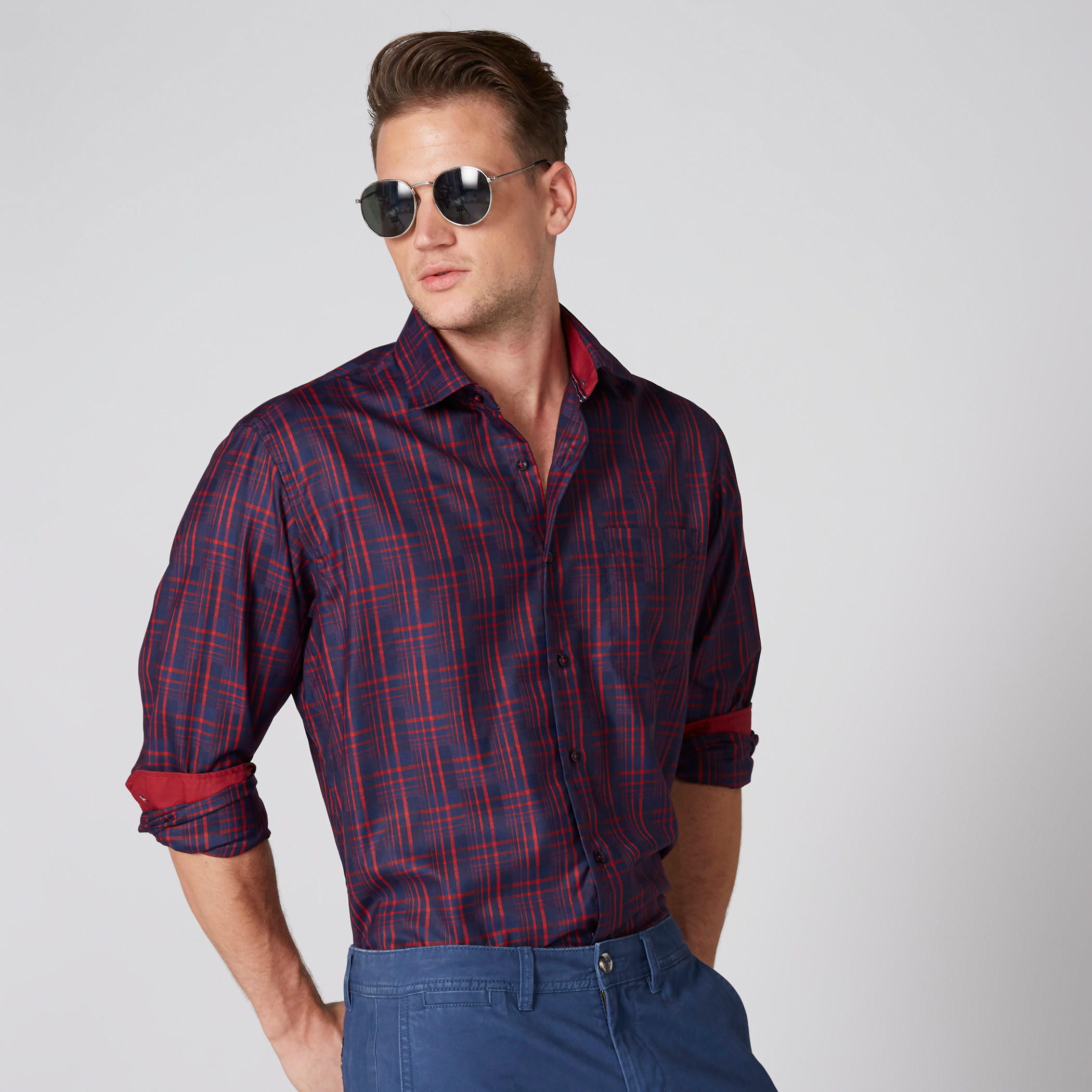قميص كاروهات بأكمام طويلة وأزرار-men-clothing-shirts-image-3