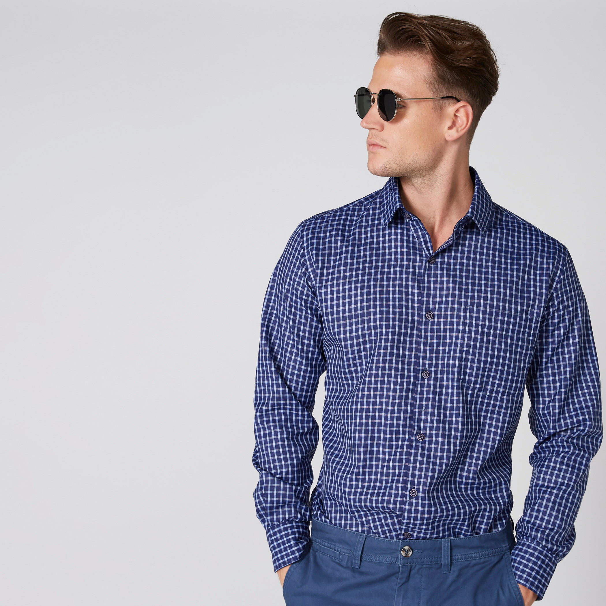 قميص كاروهات بأكمام طويلة وأزرار-men-clothing-shirts-image-1