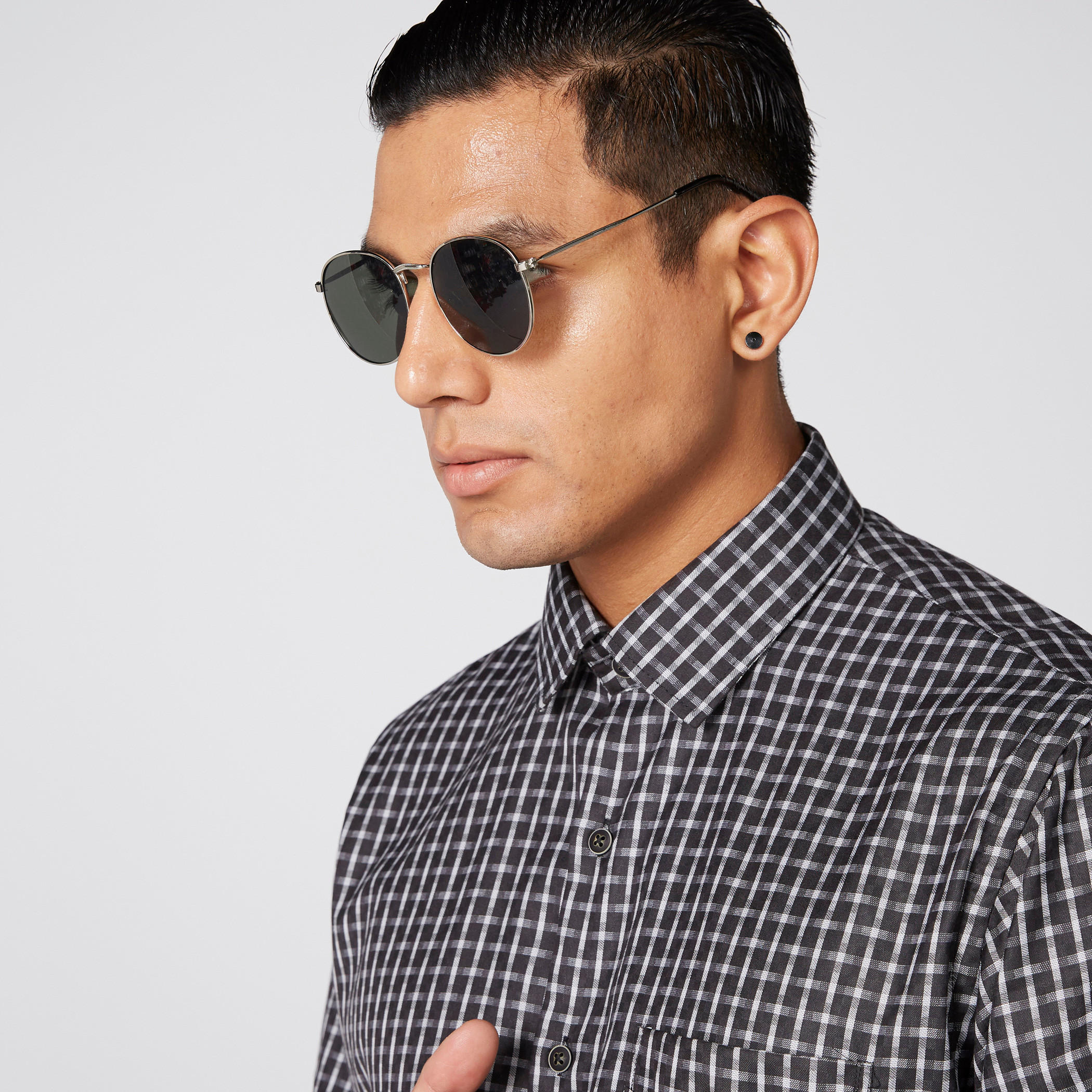 Chequered Shirt with Long Sleeves and Complete Placket-men-clothing-shirts-image-1