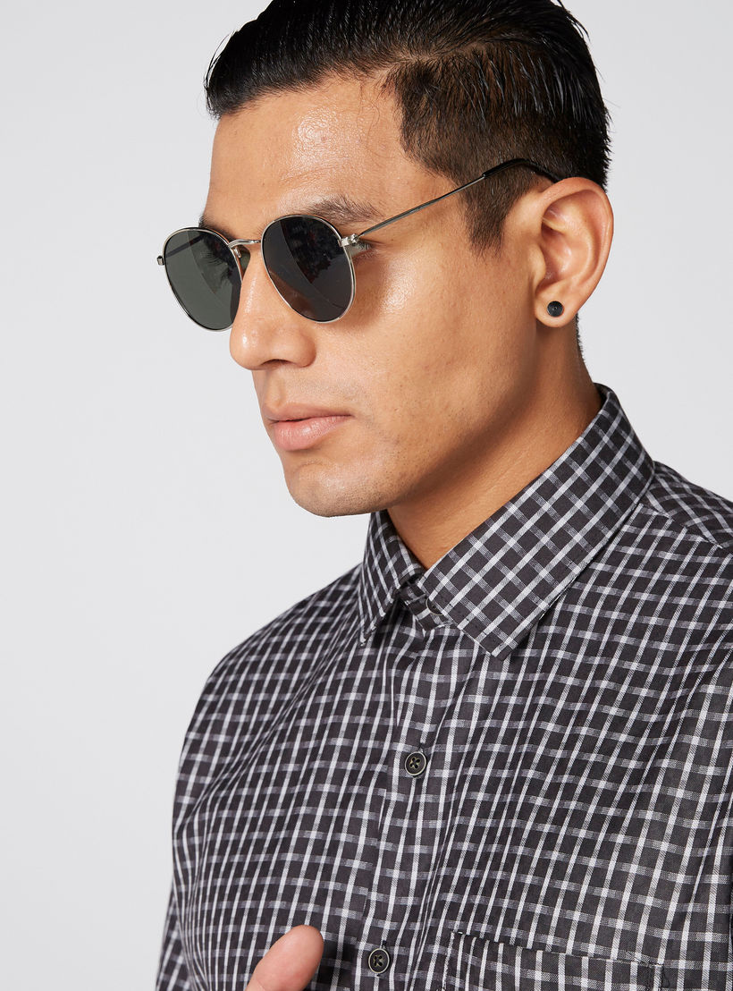 Chequered Shirt with Long Sleeves and Complete Placket-men-clothing-shirts-image-1