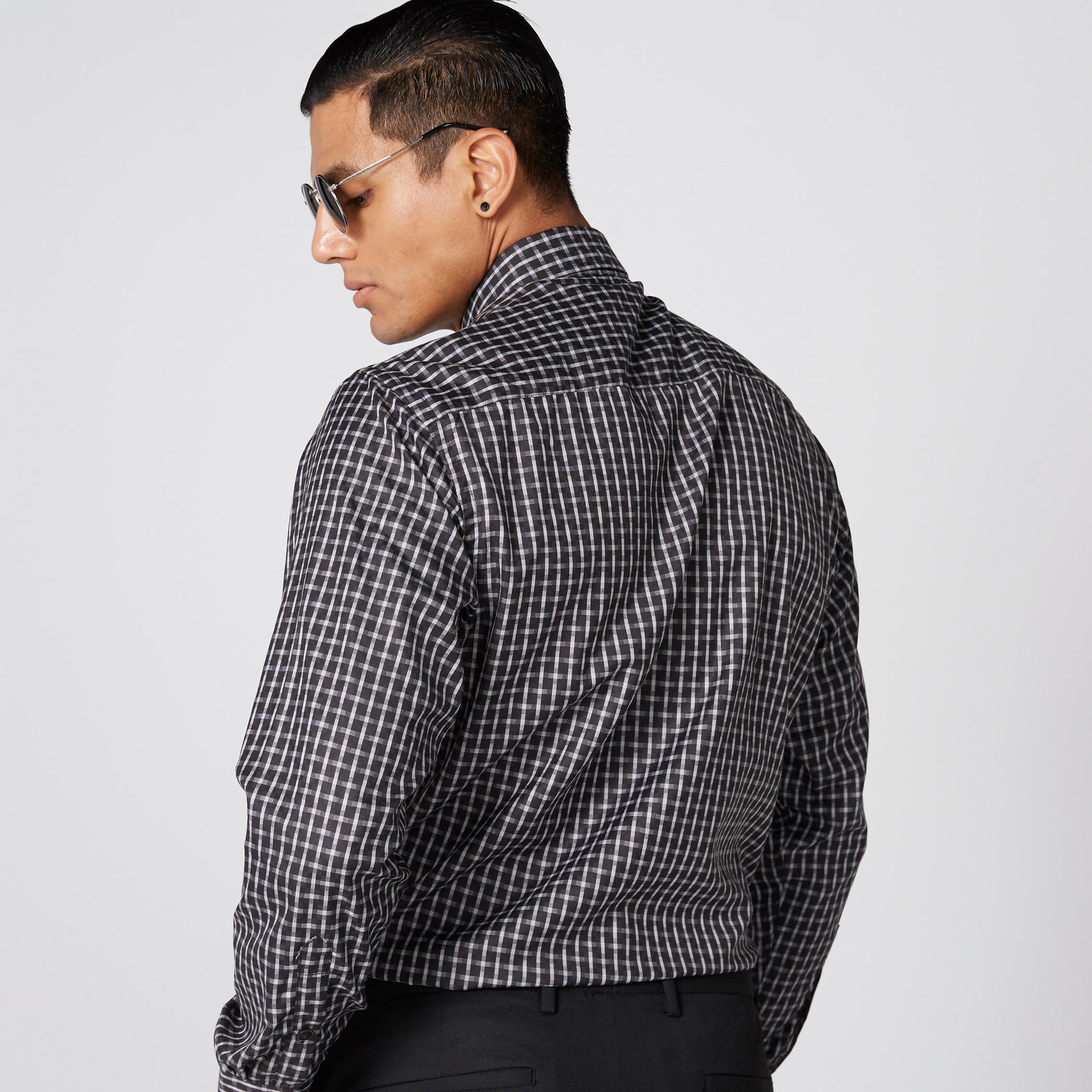 Chequered Shirt with Long Sleeves and Complete Placket-men-clothing-shirts-image-4