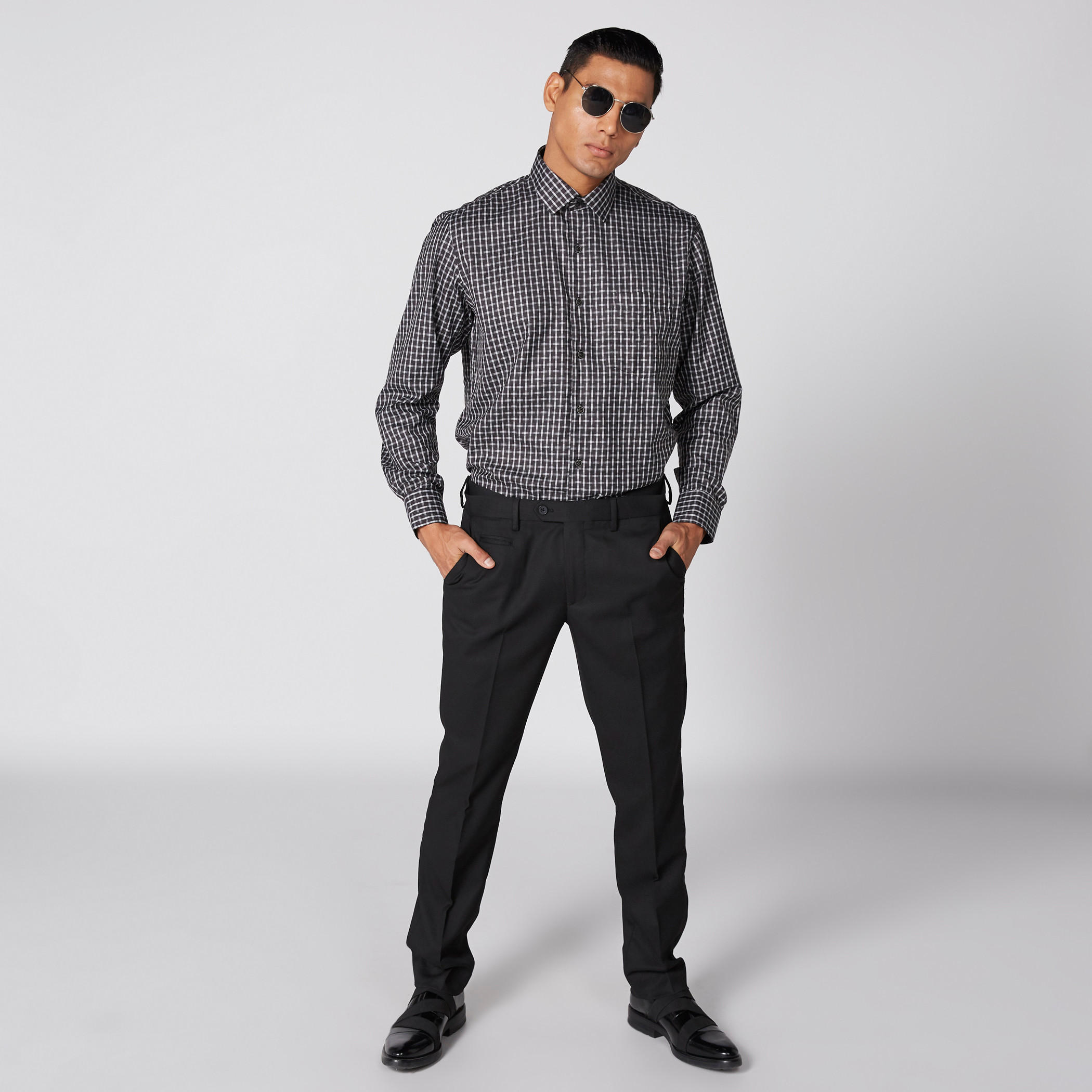 Chequered Shirt with Long Sleeves and Complete Placket-men-clothing-shirts-image-5
