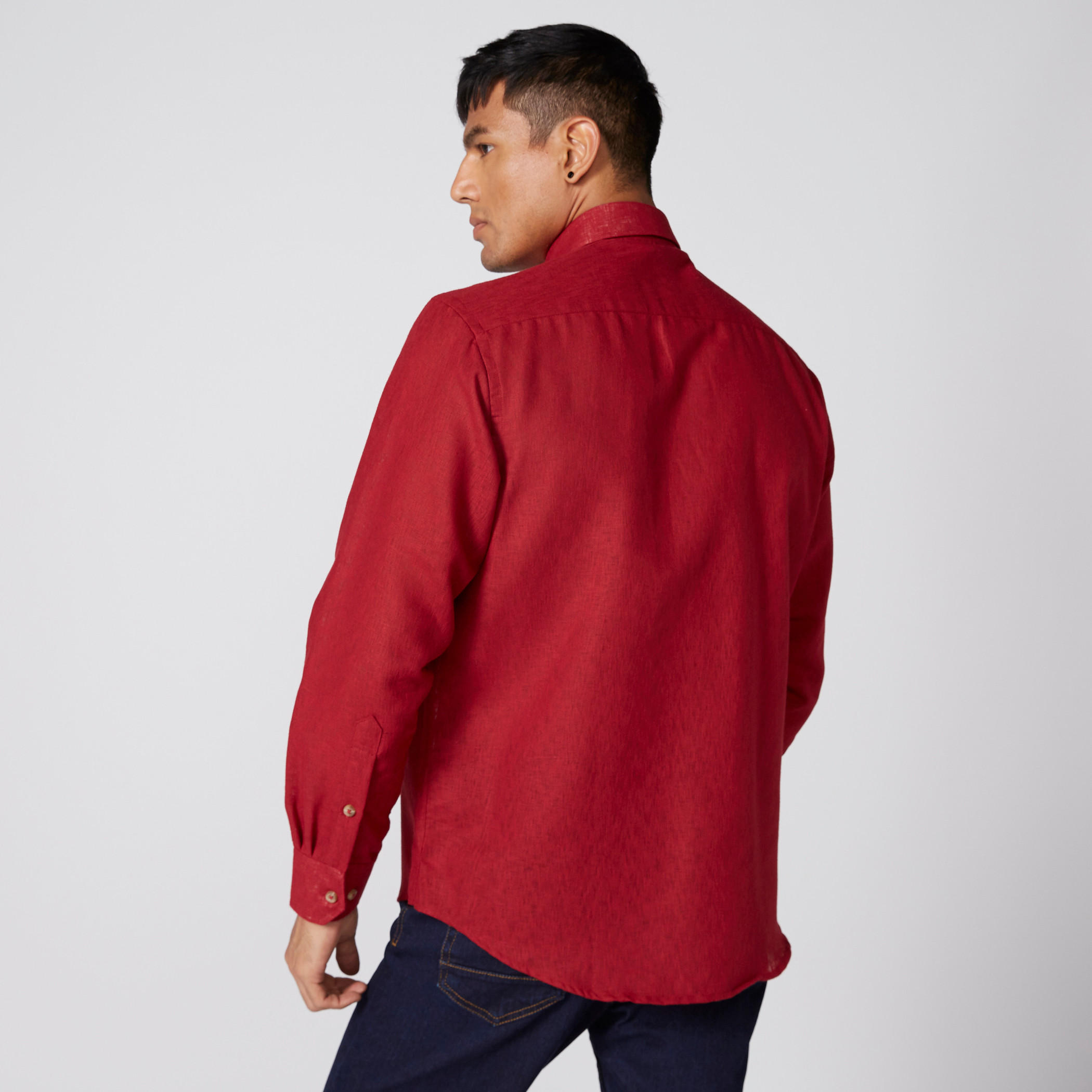 Textured Shirt with Long Sleeves and Complete Placket-men-clothing-shirts-image-2