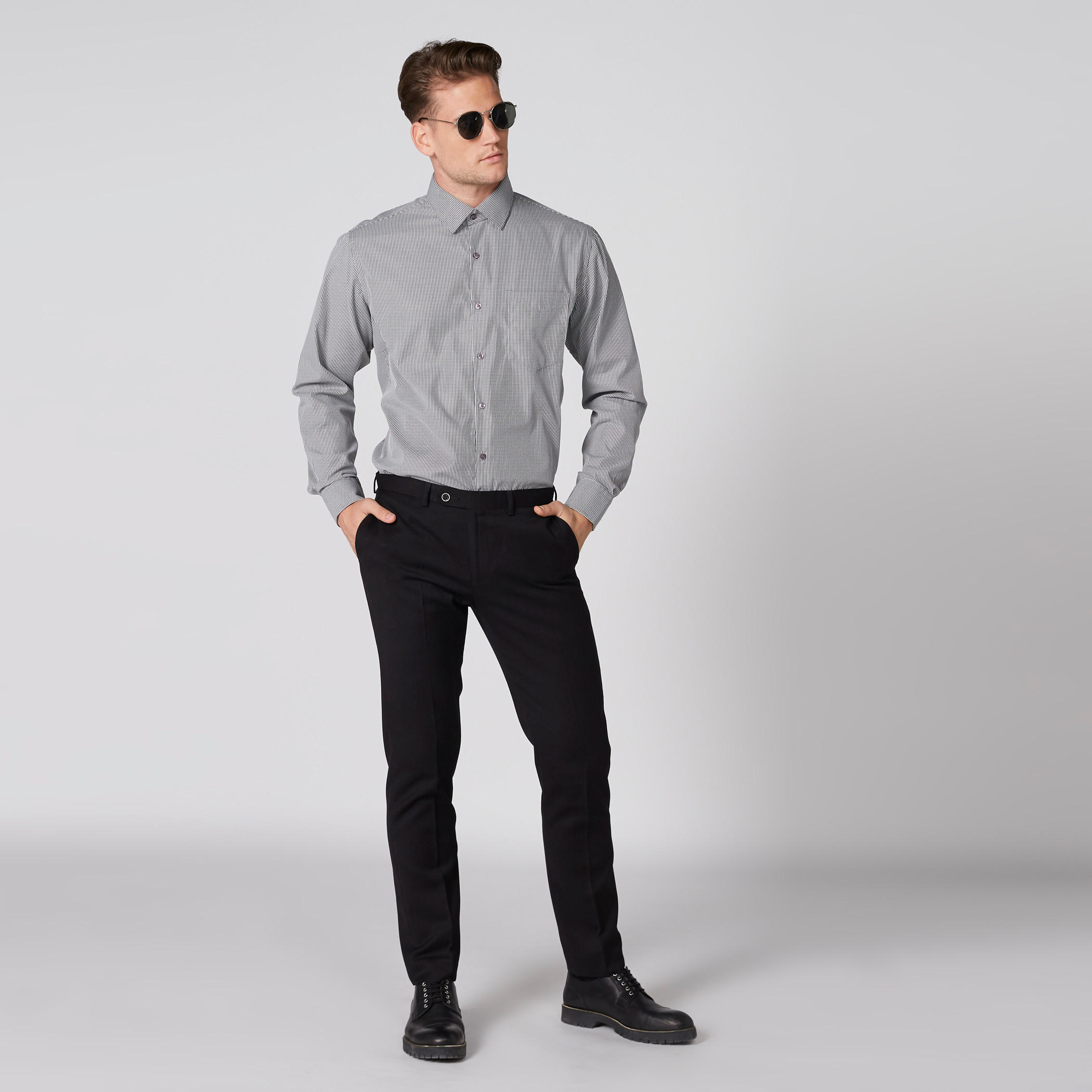 قميص مقلم بأكمام طويلة وأزرار وجيوب-men-clothing-shirts-image-1
