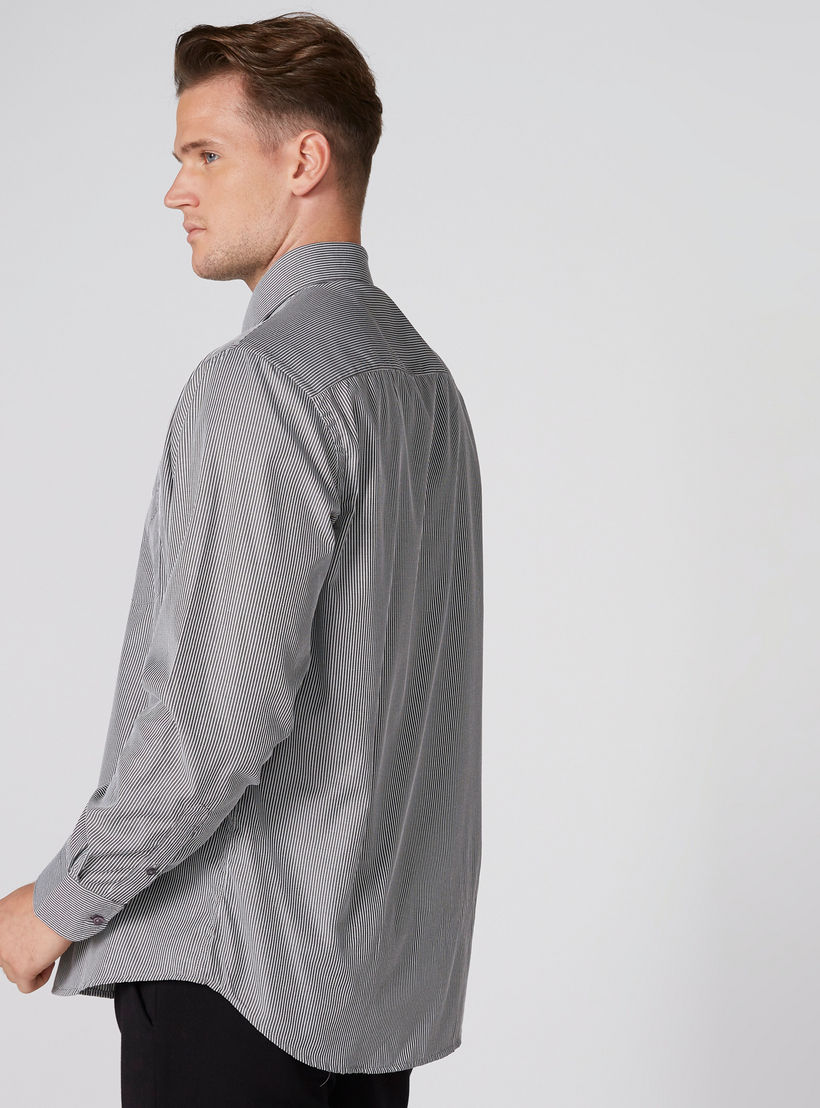 قميص مقلم بأكمام طويلة وأزرار وجيوب-men-clothing-shirts-image-2
